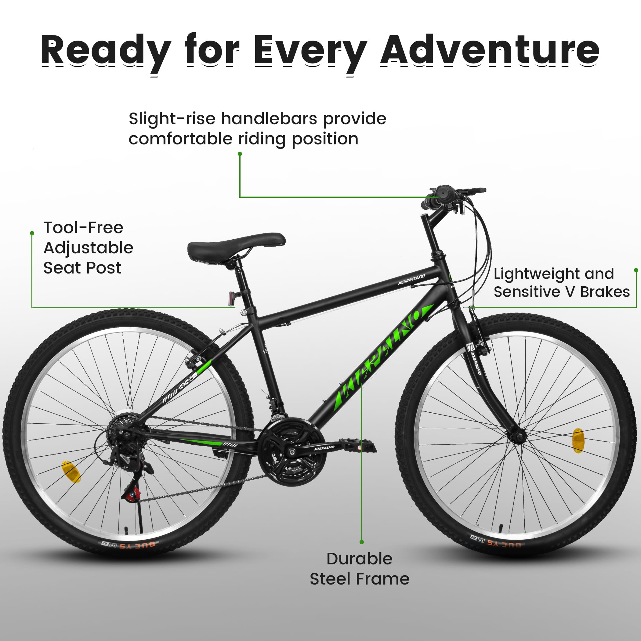 Ecarpat Mountain Bike 26 Inch High-Carbon Steel Frame 21-Speed Adult Sport Bicycle (Green, 26 in) 2citv