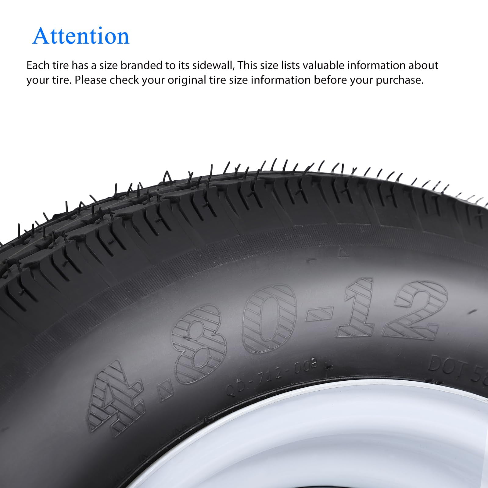 GARVEE 4.80-12 Trailer Tires with 12 in Rims (Set of 2, 5 Lug on 4.5 in, Load Range C, 6PR) qyz6e