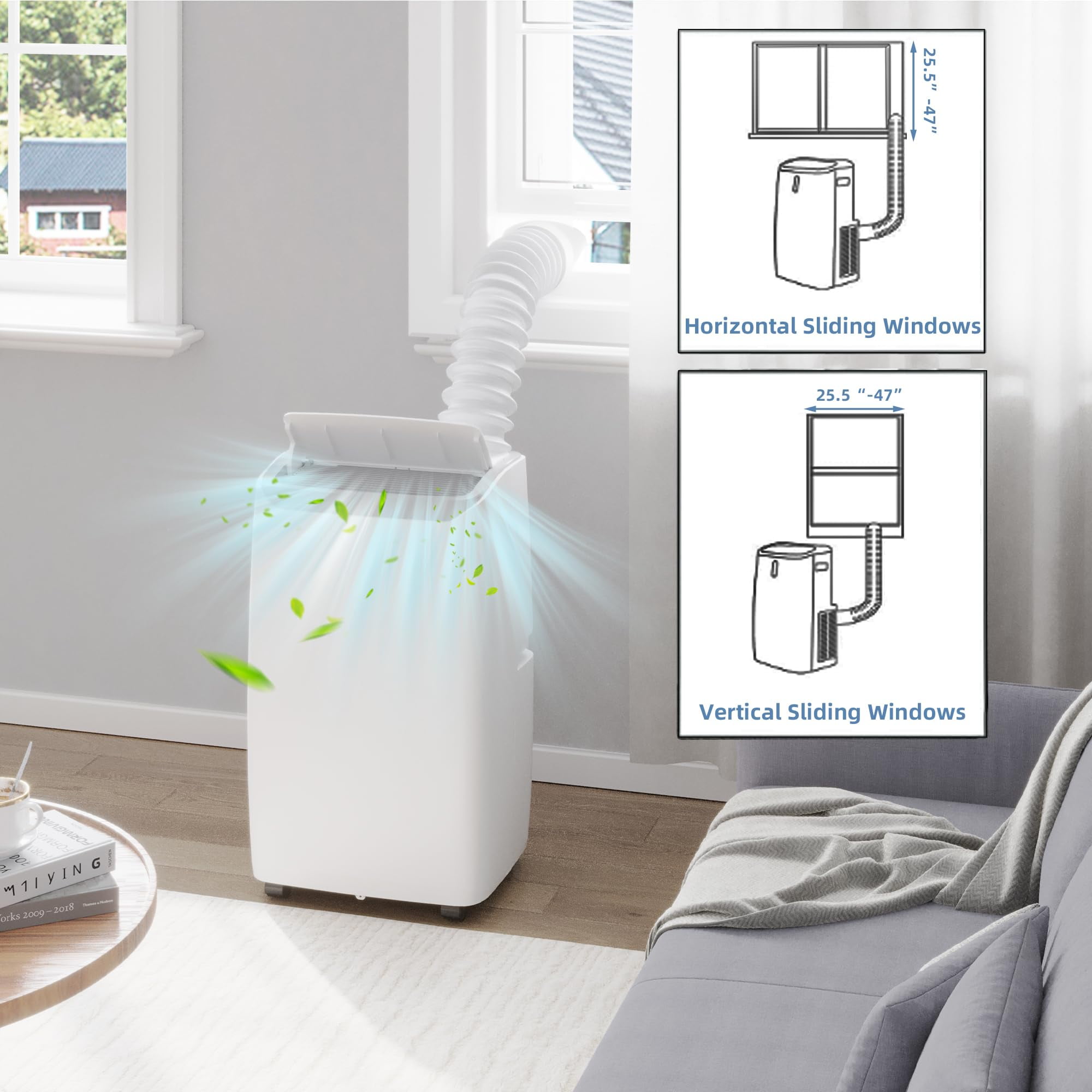 Towallmark 14,000 BTU Portable Air Conditioner for Rooms up to 700 Sq Ft (White) bnbv5