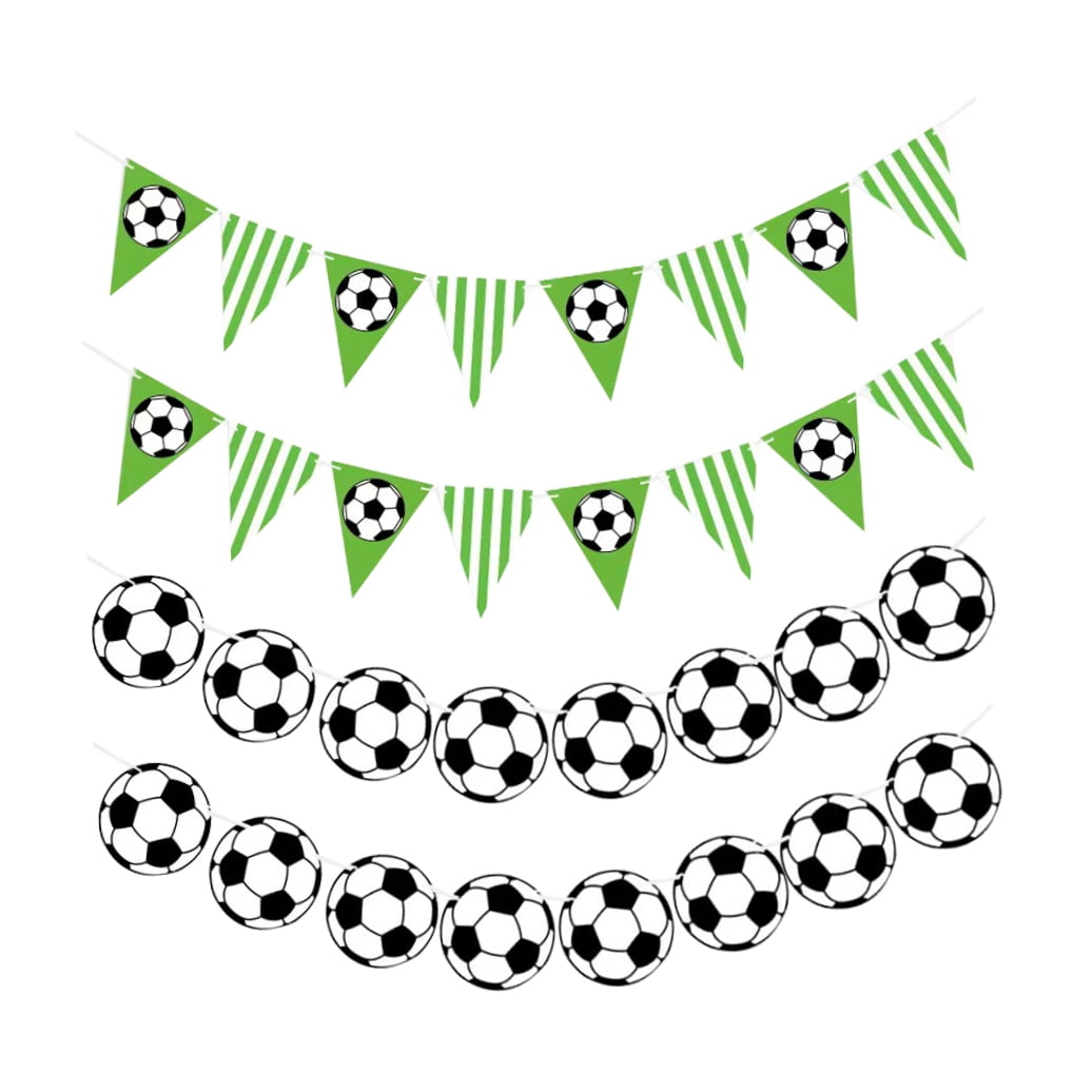 Hemoton Soccer Party Pennant Banner Set (4-Piece Pack, Triangle Football Flags) ednv8
