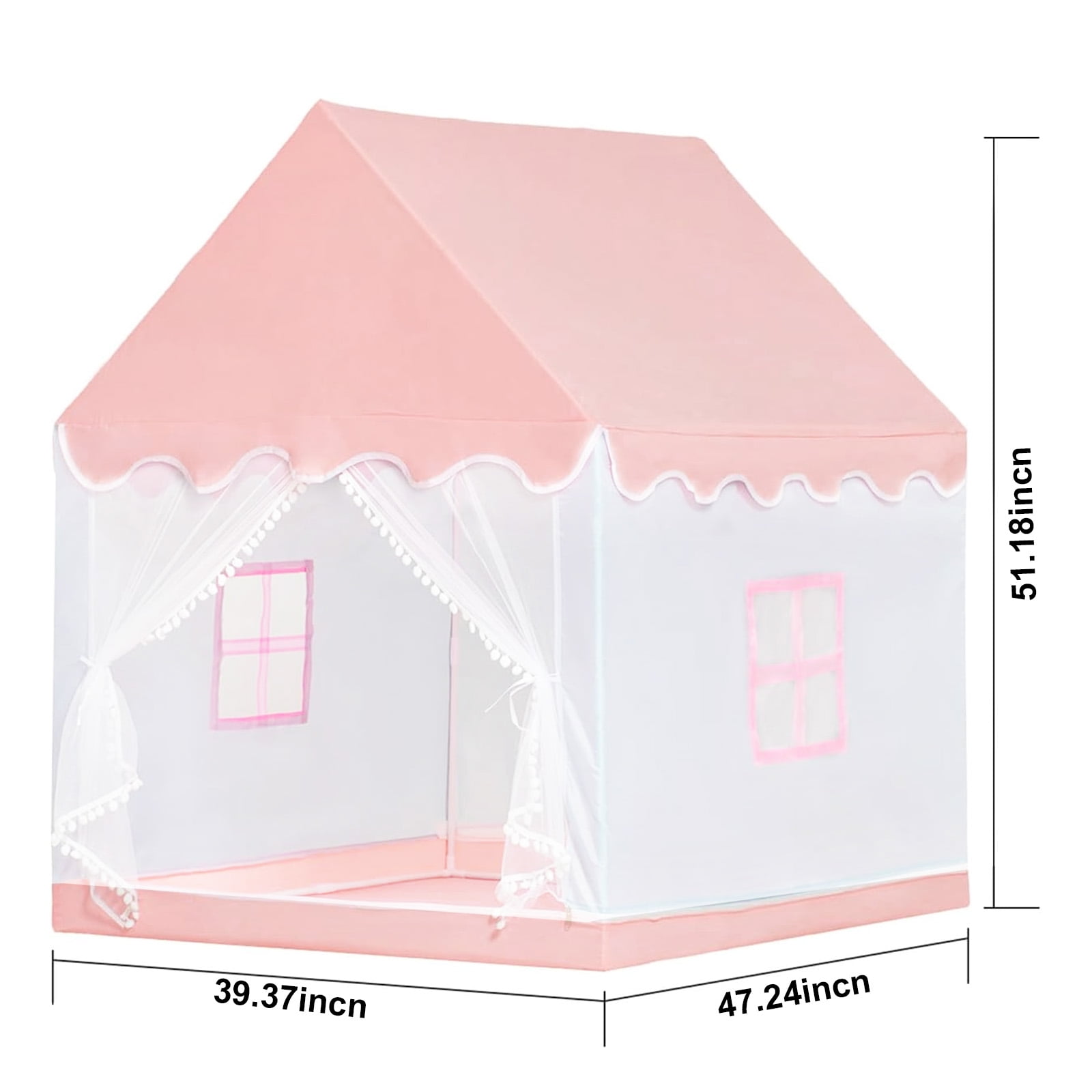KEYAHAPPY Princess Playhouse Castle Kids Tent with Lights and Mesh Windows (Pink, 47.2 in L x 39.4 in W x 51.2 in H) 5blle