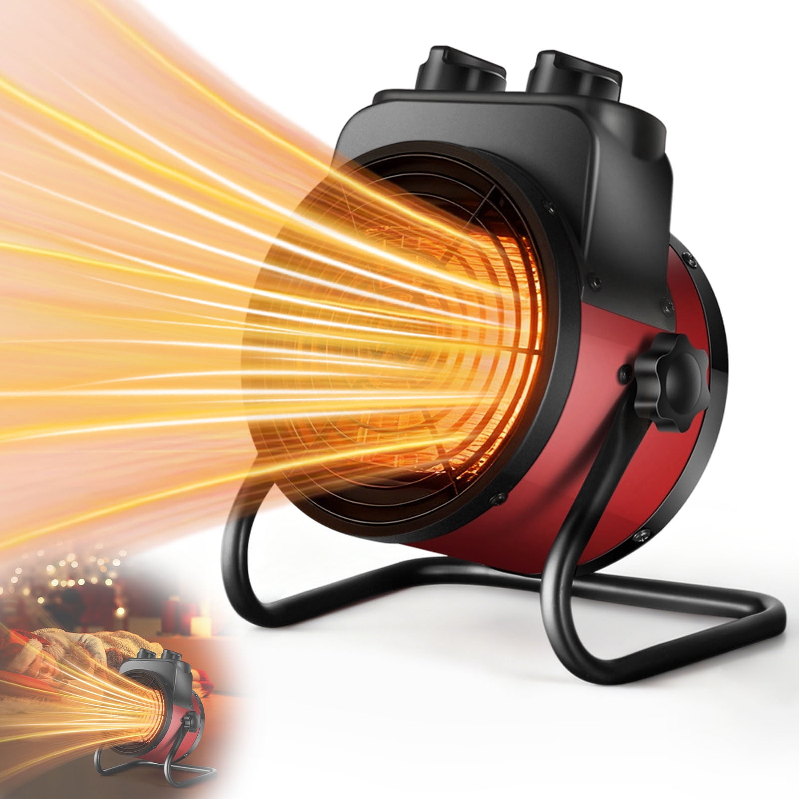 Vhogom 3000W Portable Electric Space Heater, Fast Heating Adjustable Angle Fan for Home Office and Garage (Yellow/Red, 3 lb) mipr8