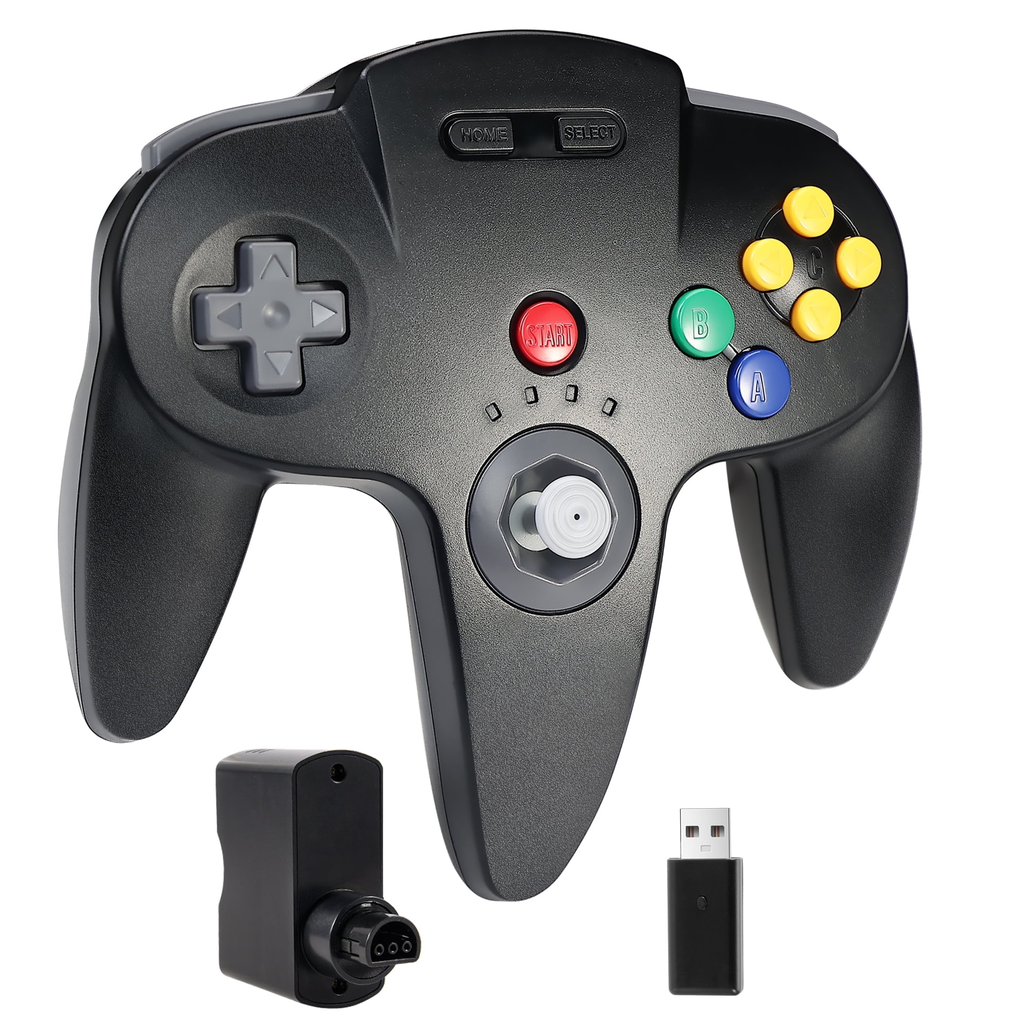 Luxmo 2.4GHz Wireless Gaming Controller for N64 Console, Switch, PC, and Raspberry Pi (Black, 1 Pack) 5tke5