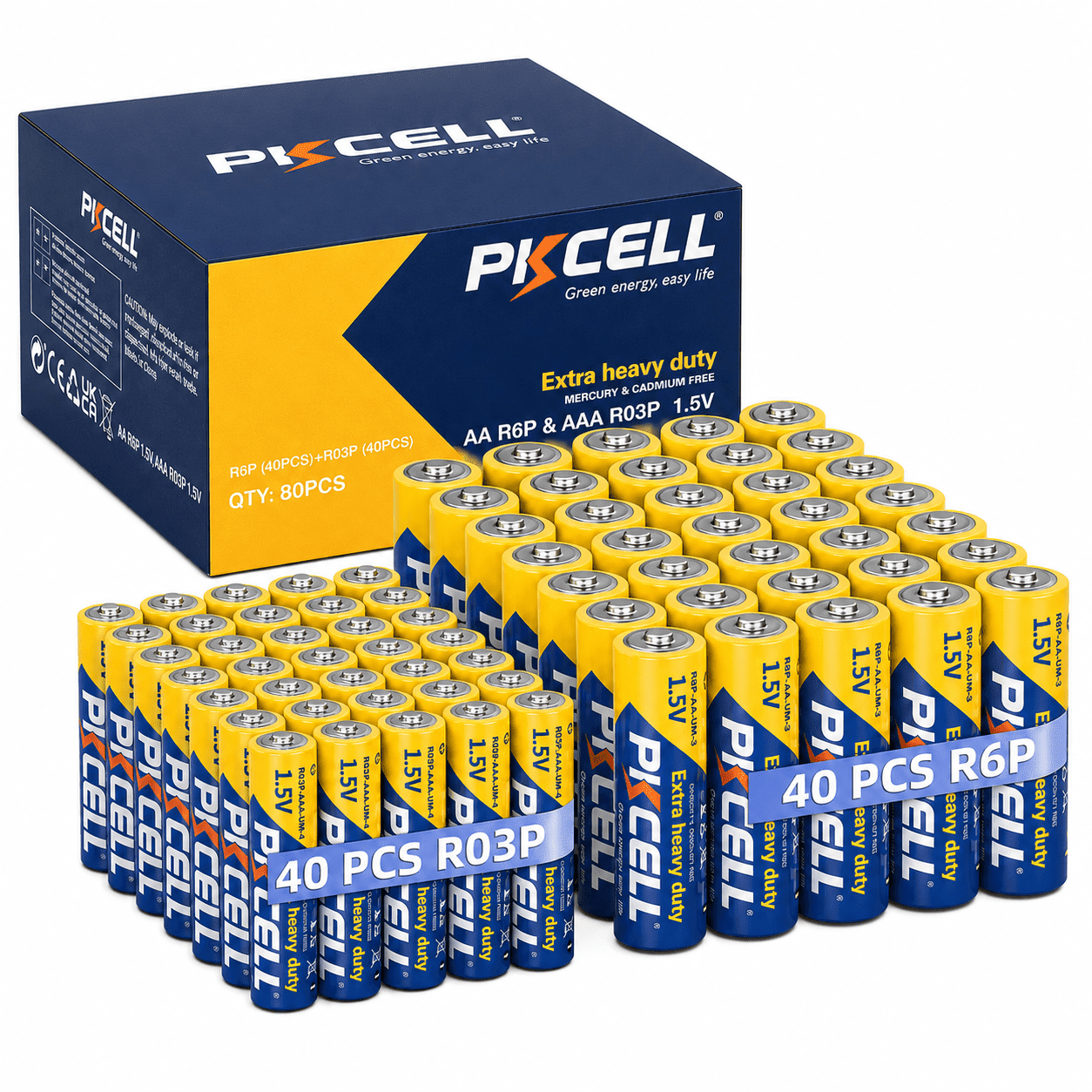 Fuspower Carbon Zinc AA and AAA Batteries (80-Count Value Pack, 40 AA and 40 AAA) igb61