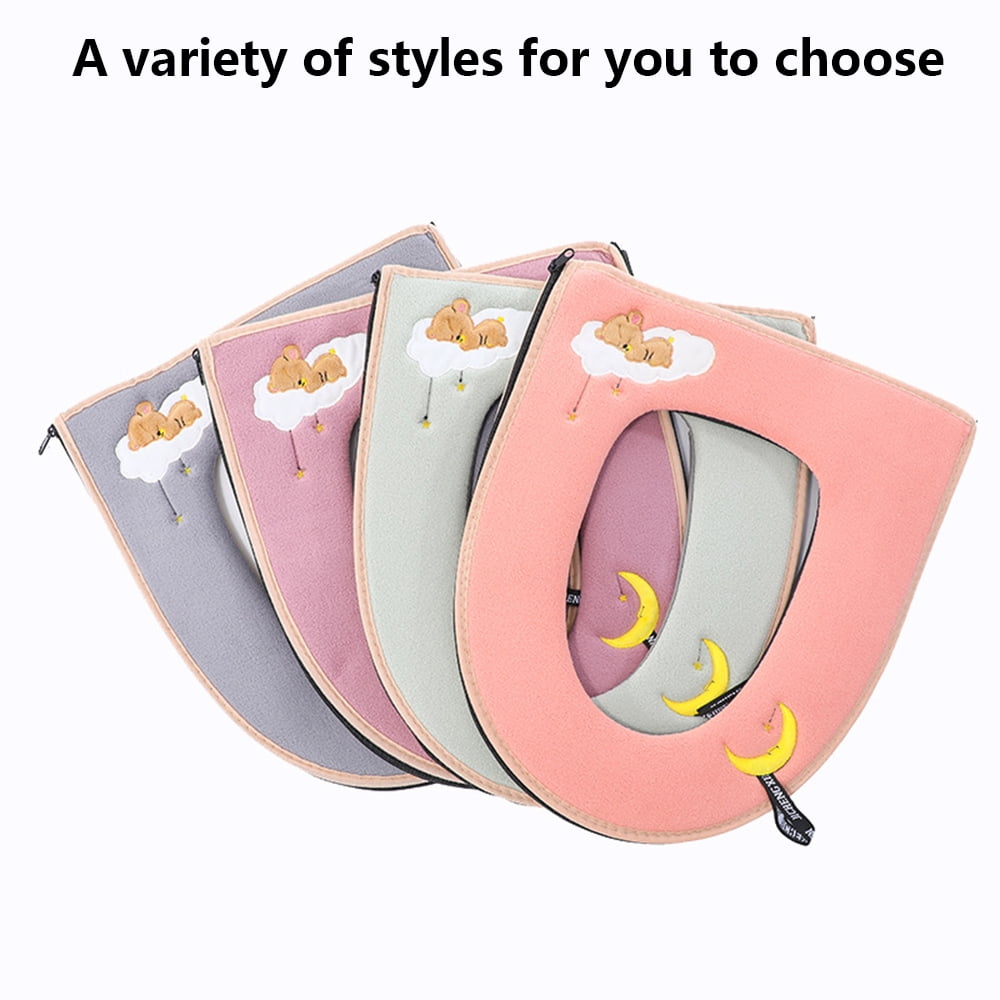 ENTASSER Washable Toilet Seat Cover (Soft Cotton, Zippered, Green, 17 in x 14.5 in) izukg