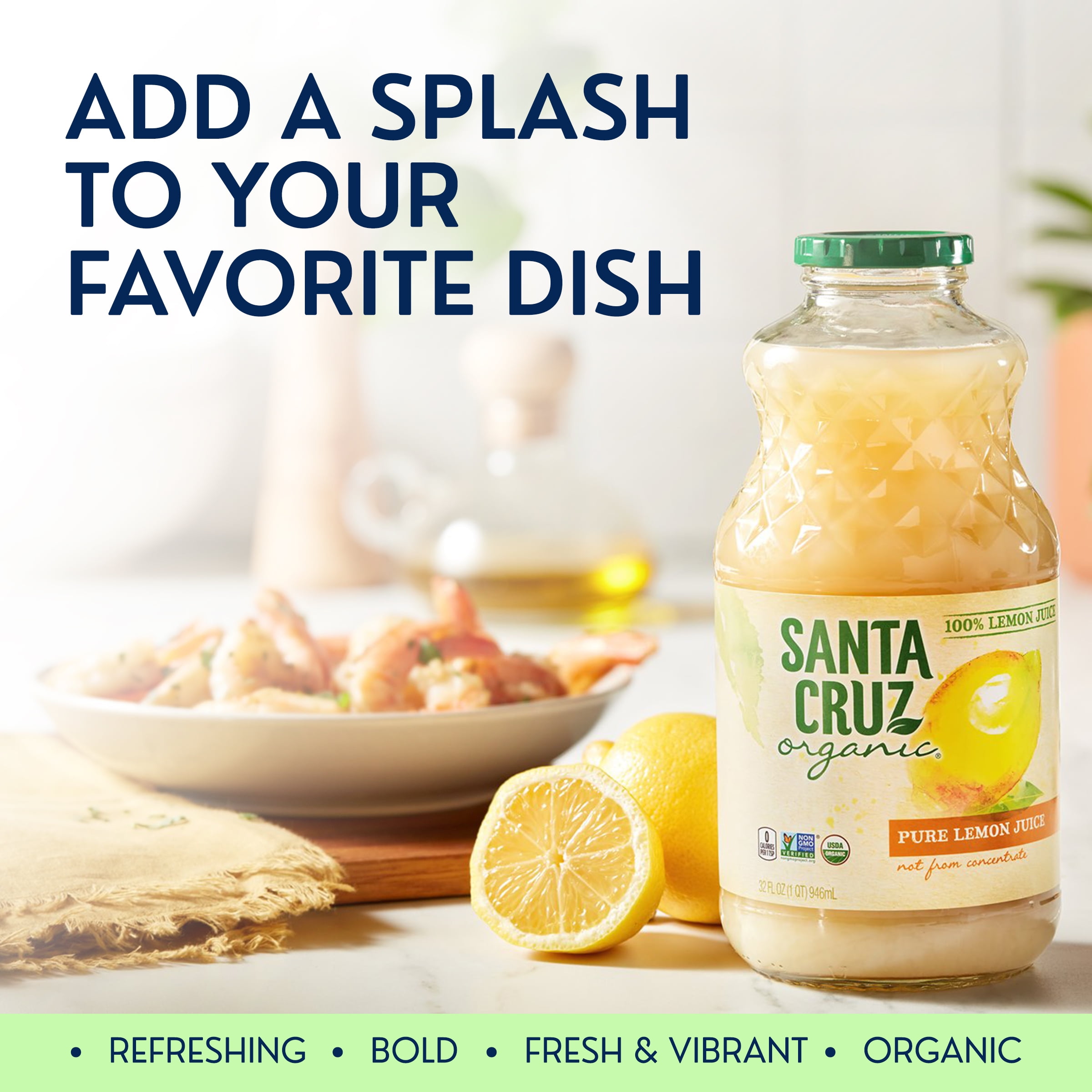 Santa Cruz Organic Pure Lemon Juice, Non-GMO Certified Organic (16 fl oz) 33468