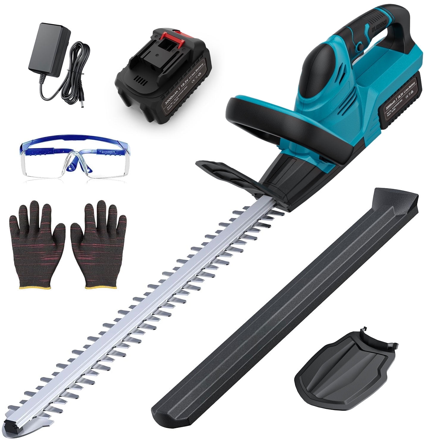 Foukus Cordless Hedge Trimmer, 1000W Electric Bush Cutter with 21 in Dual-Action Blades (6 lb) ce03b