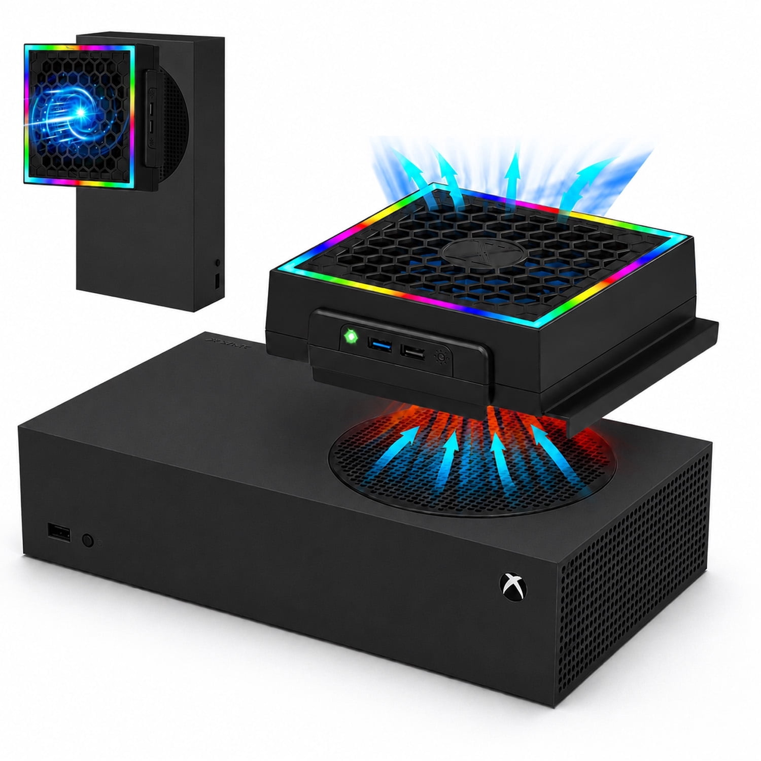 Prociv Cooling Fan for Xbox Series S, RGB Console Cooler System with 3 Adjustable Speeds (Black) d8t2o
