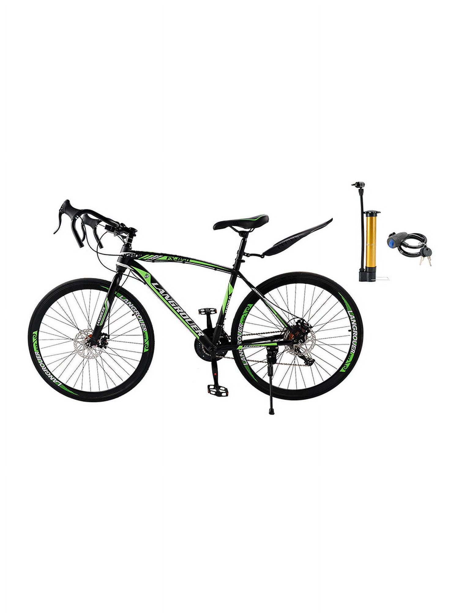 Mad Hornets 27-Speed Road Racing Bicycle, Lightweight Performance Bike (Black and Green, 26 in) h1aoh