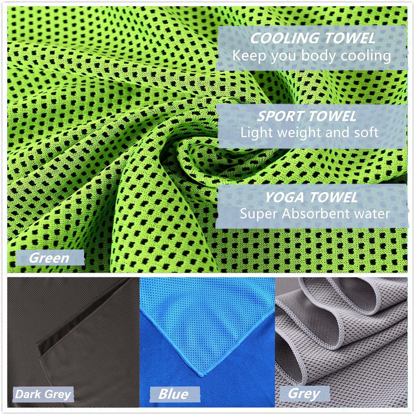 COCOBELA Microfiber Cooling Towels for Sports and Fitness (4 Pack, 40 in x 12 in) vv9pa