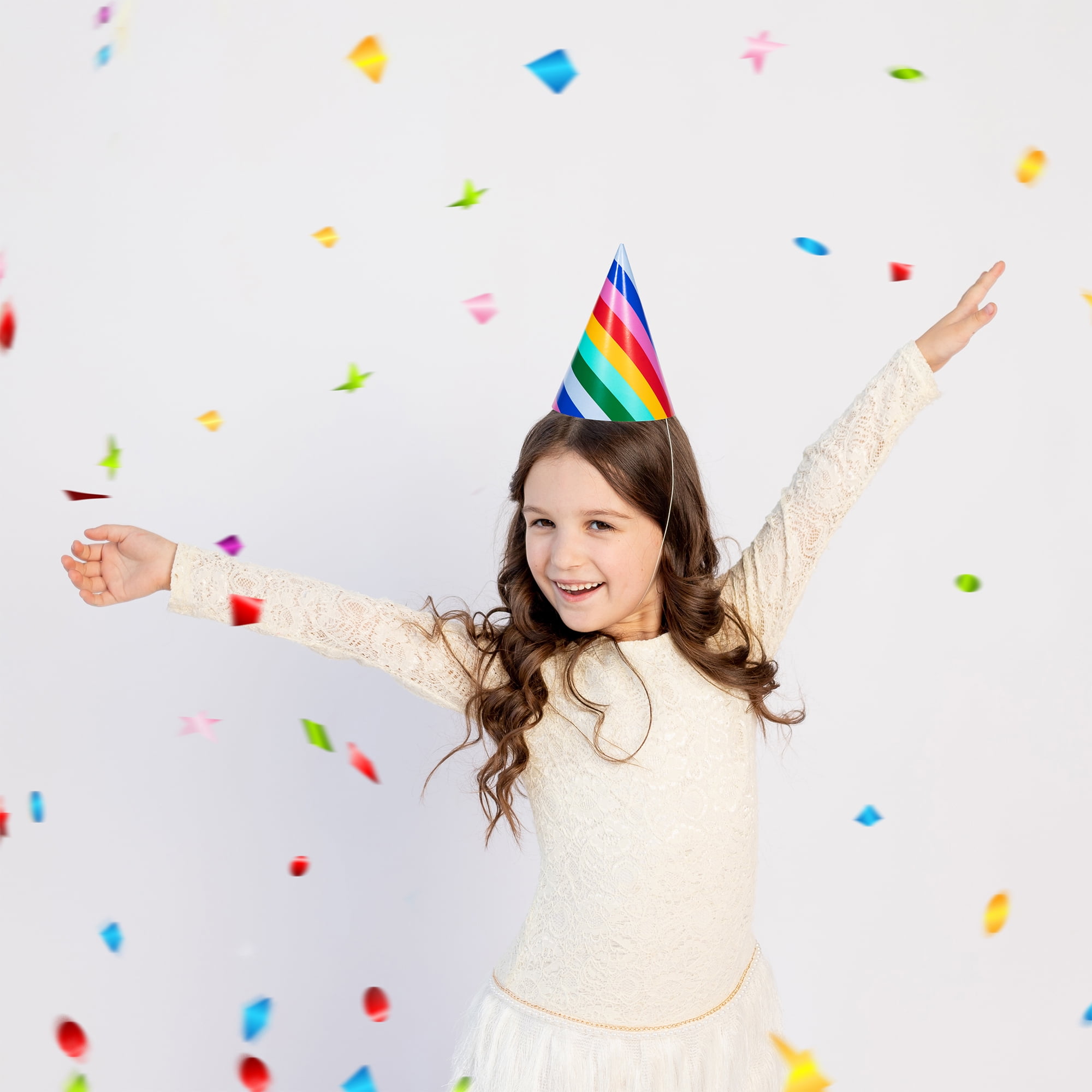 Way To Celebrate Multicolor Striped Party Hats (Multicolor, 4 Count) qfl6i