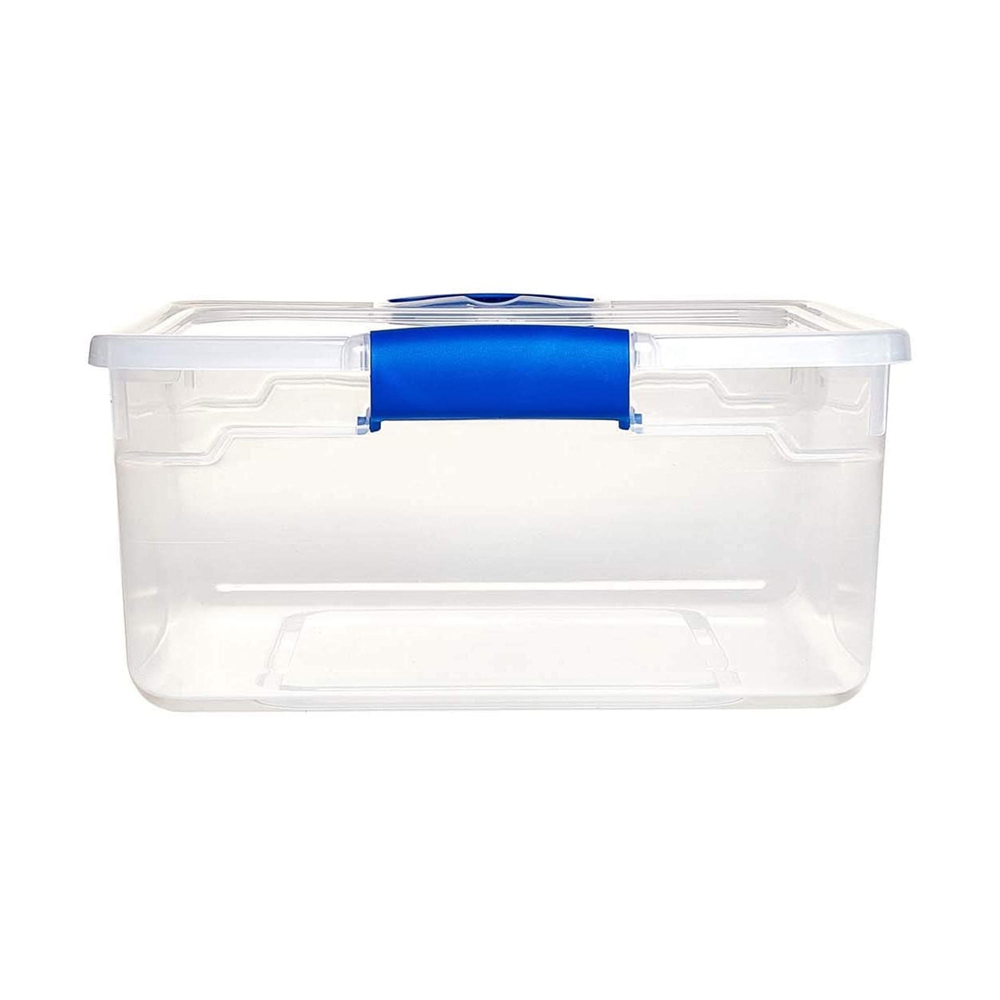 Homz Stackable Plastic Storage Containers with Latching Lids (Clear, 4 Pack, 15.5 Quart) b2a2t
