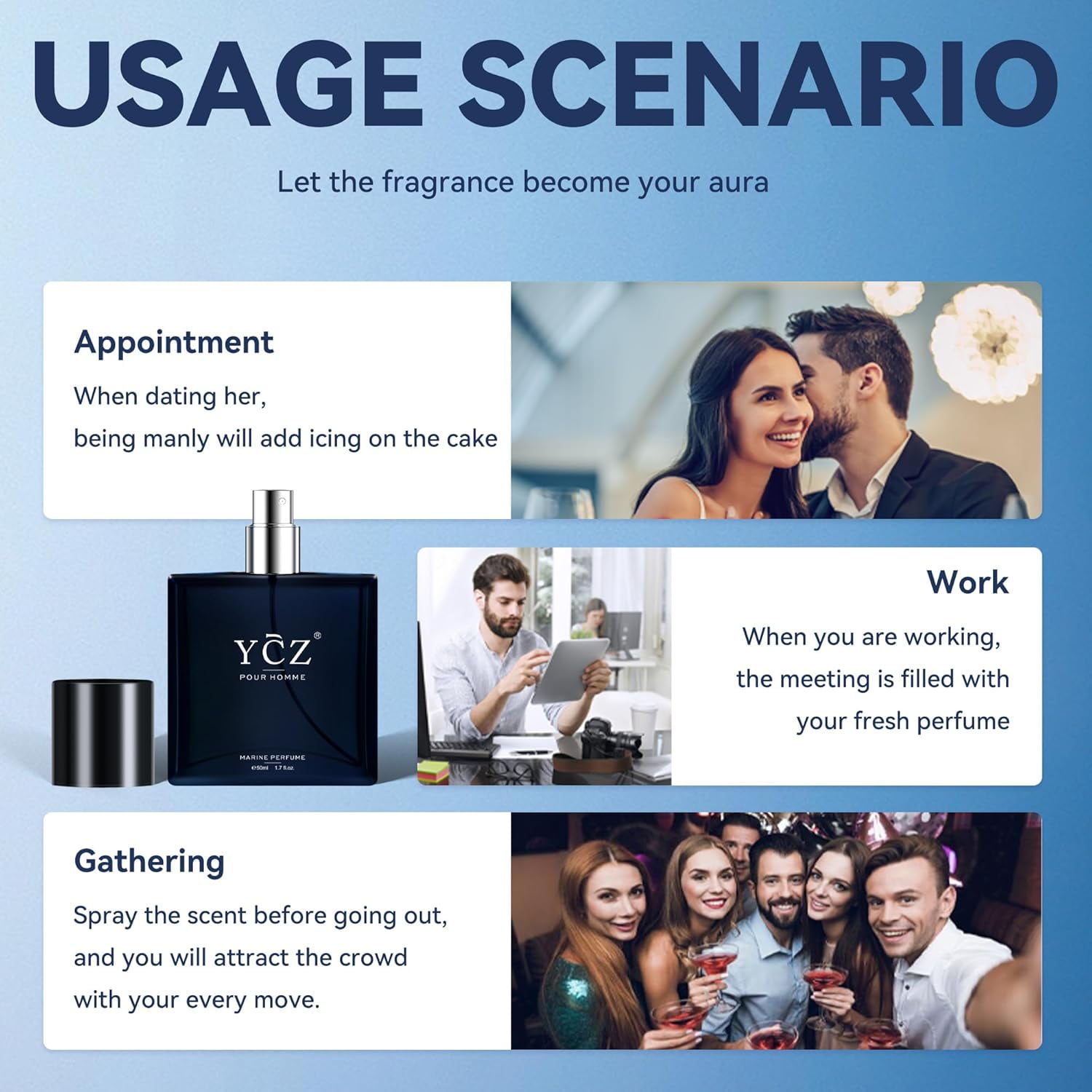Ycz Charm Unfolds Marine Eau De Parfum for Men, Long-Lasting Oriental Woody Fragrance (1.7 oz) iewka