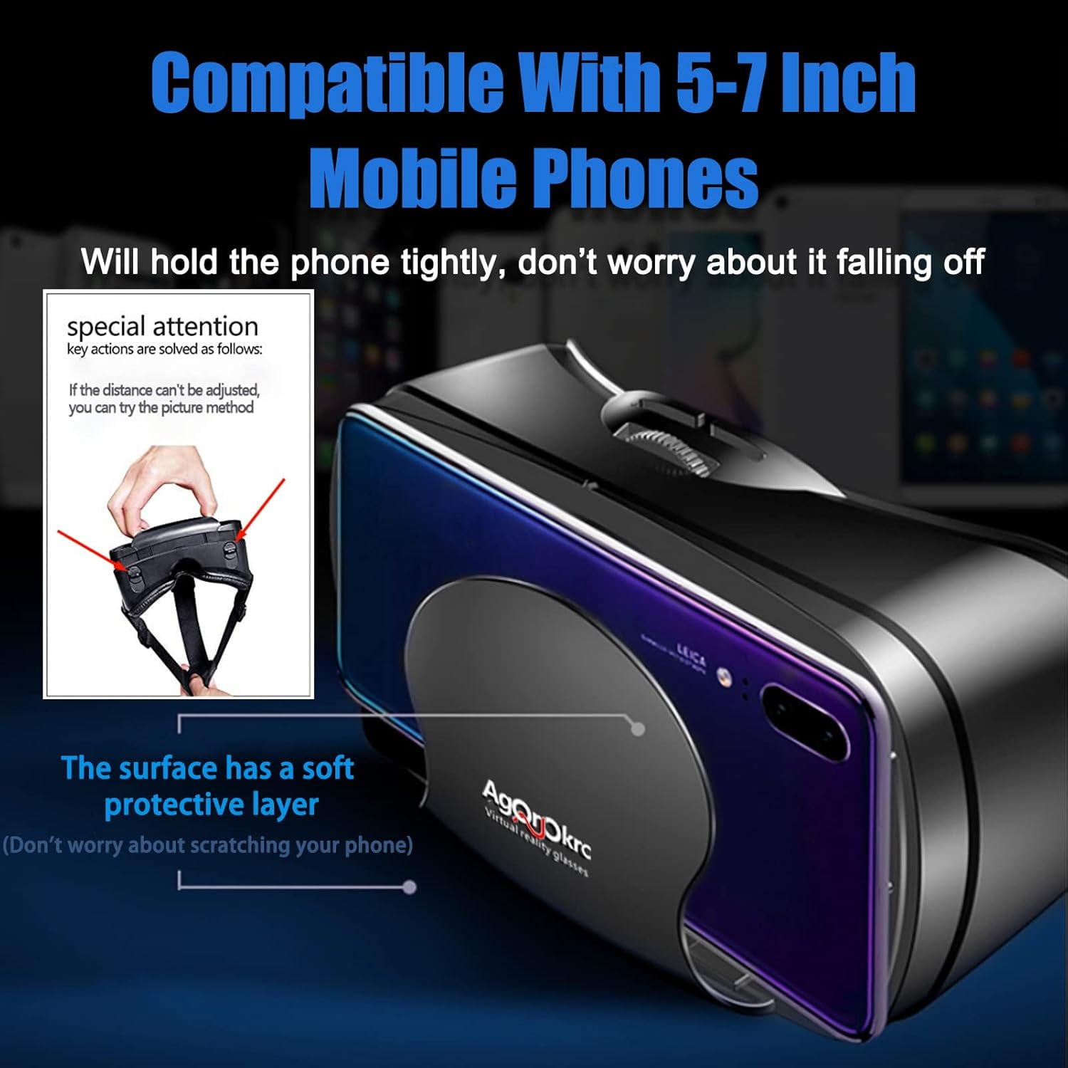 PUSABIYOU VR Headset with Controller 3D Virtual Reality Glasses for Smartphones (Black, 5-7 in) rrktd