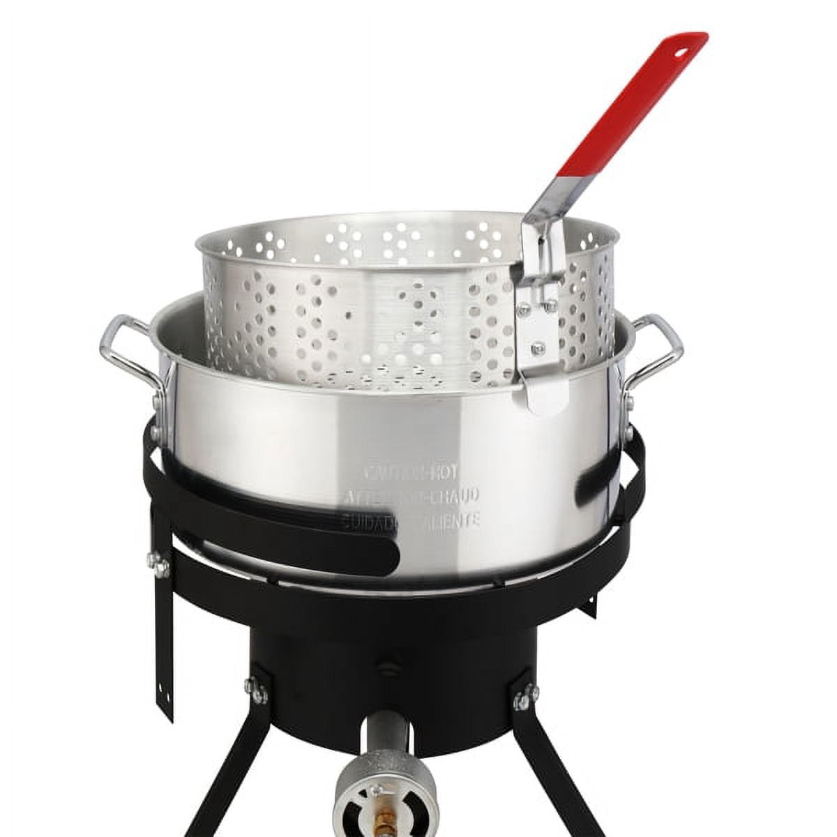 AMEEL Outdoor Gas Fryer Cooking Station with 30qt and 10qt Pots (Black, 13 in x 32 in) o1q1e