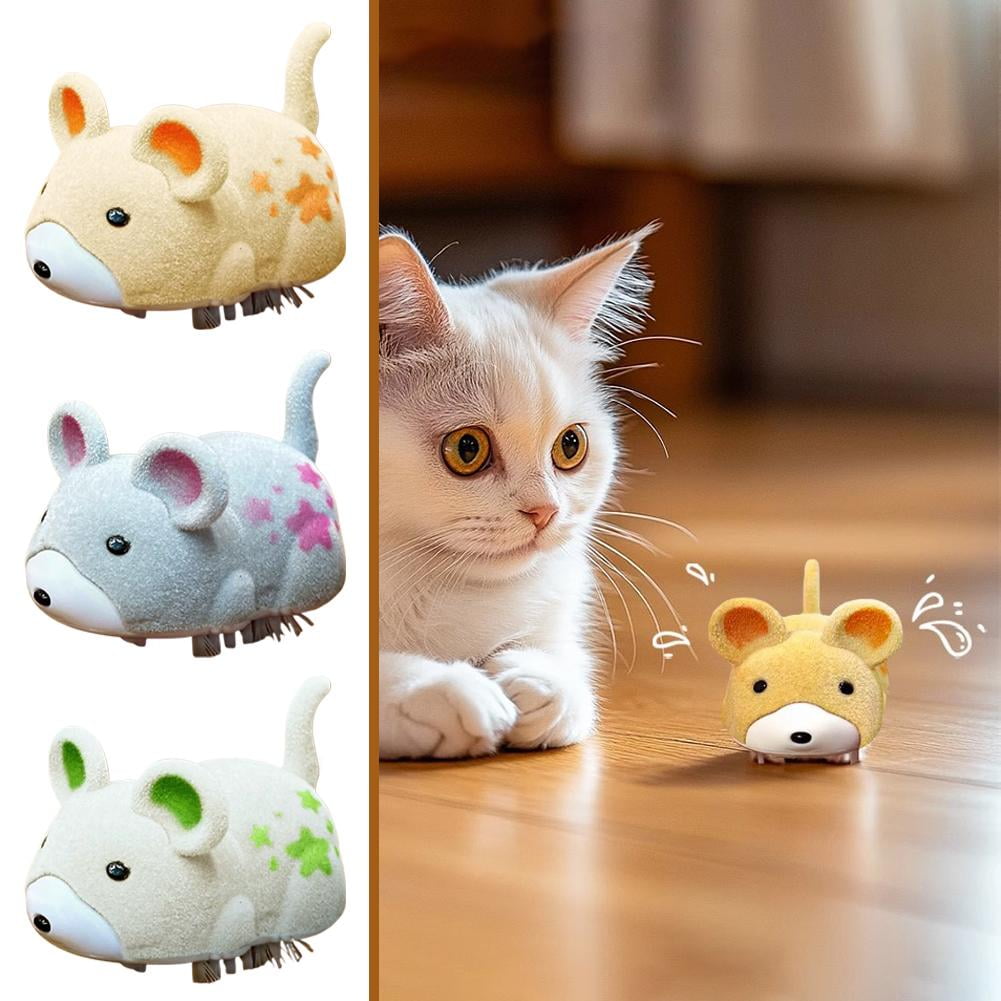 SharkTRUE Interactive Electric Cat Toy Mouse, Automatic Moving Kitten Toy with Furry Tail (Gray, 1.95 in x 1.56 in x 1.36 in) ndwli