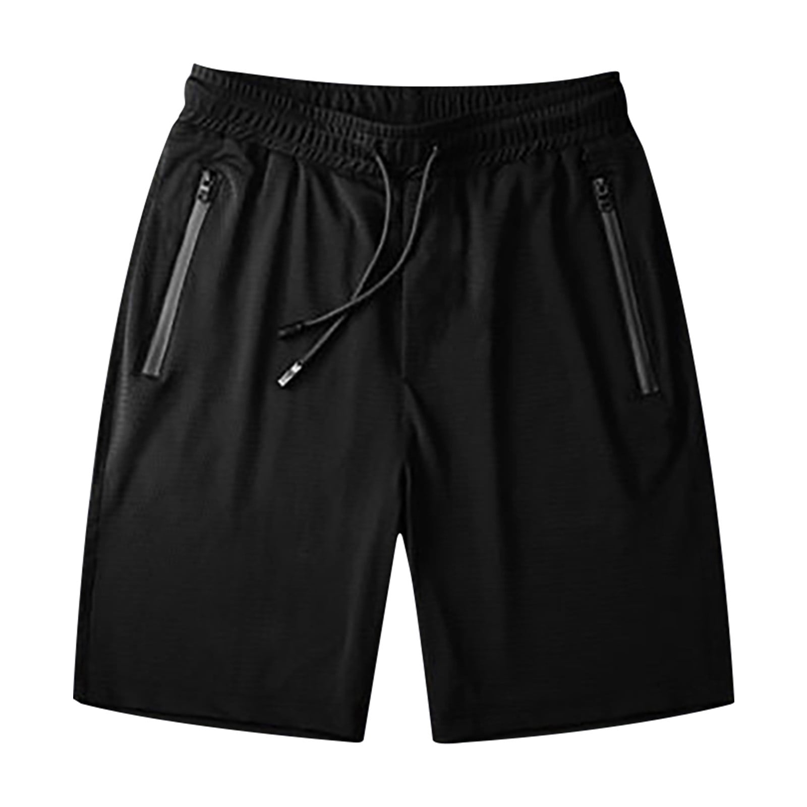 Rciityk Men's Athletic Cotton Shorts with Pockets and Drawstring (Black, Large) cmvny