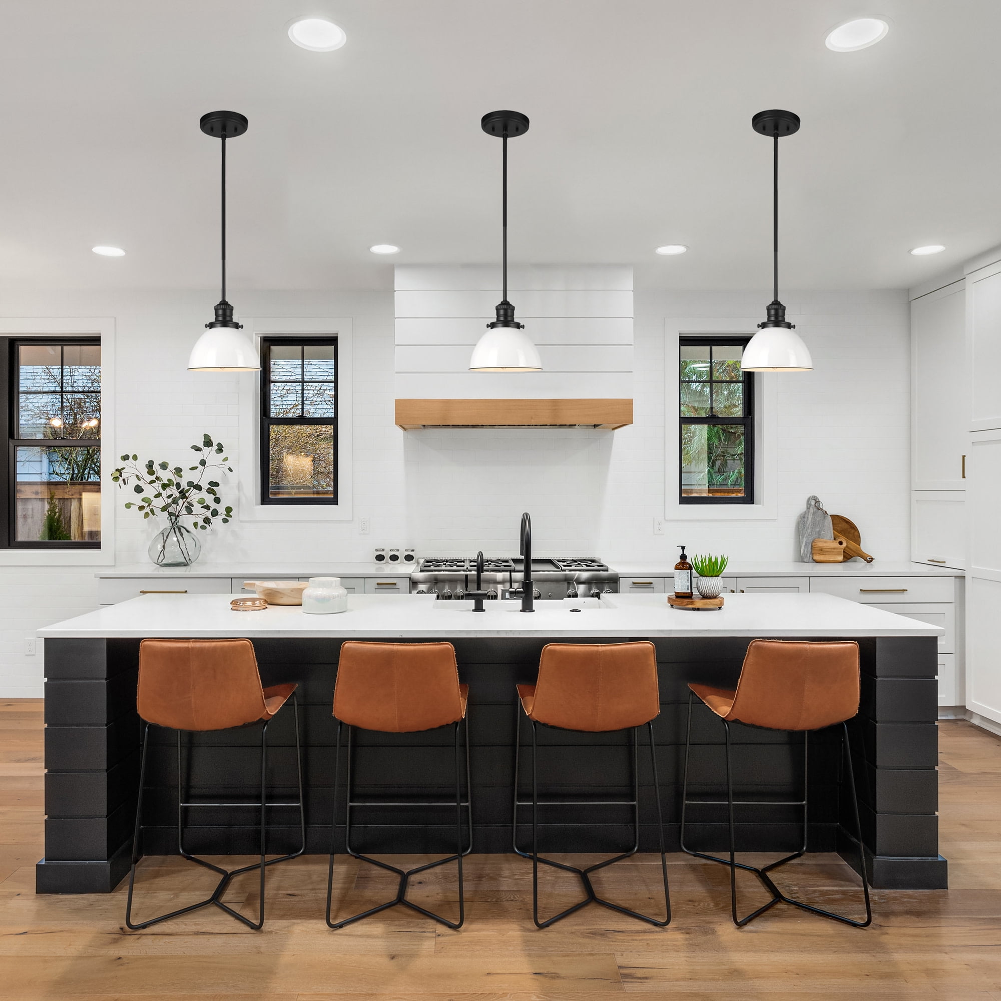 Design House Savannah Farmhouse 1-Light Indoor Dimmable Pendant Light (White/Matte Black, 57.63 in) n9vy4