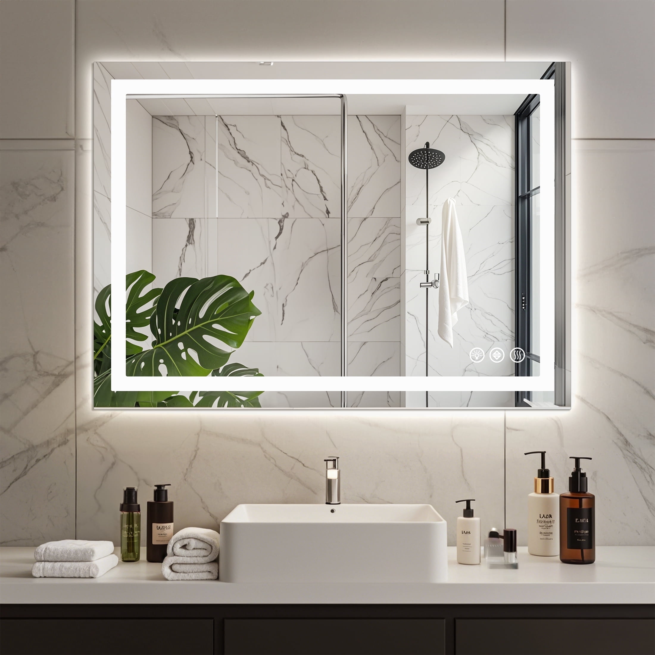 EDX LED Bathroom Mirror with Anti-fog Technology and Adjustable Lighting (White, 24 in x 32 in) nhli2