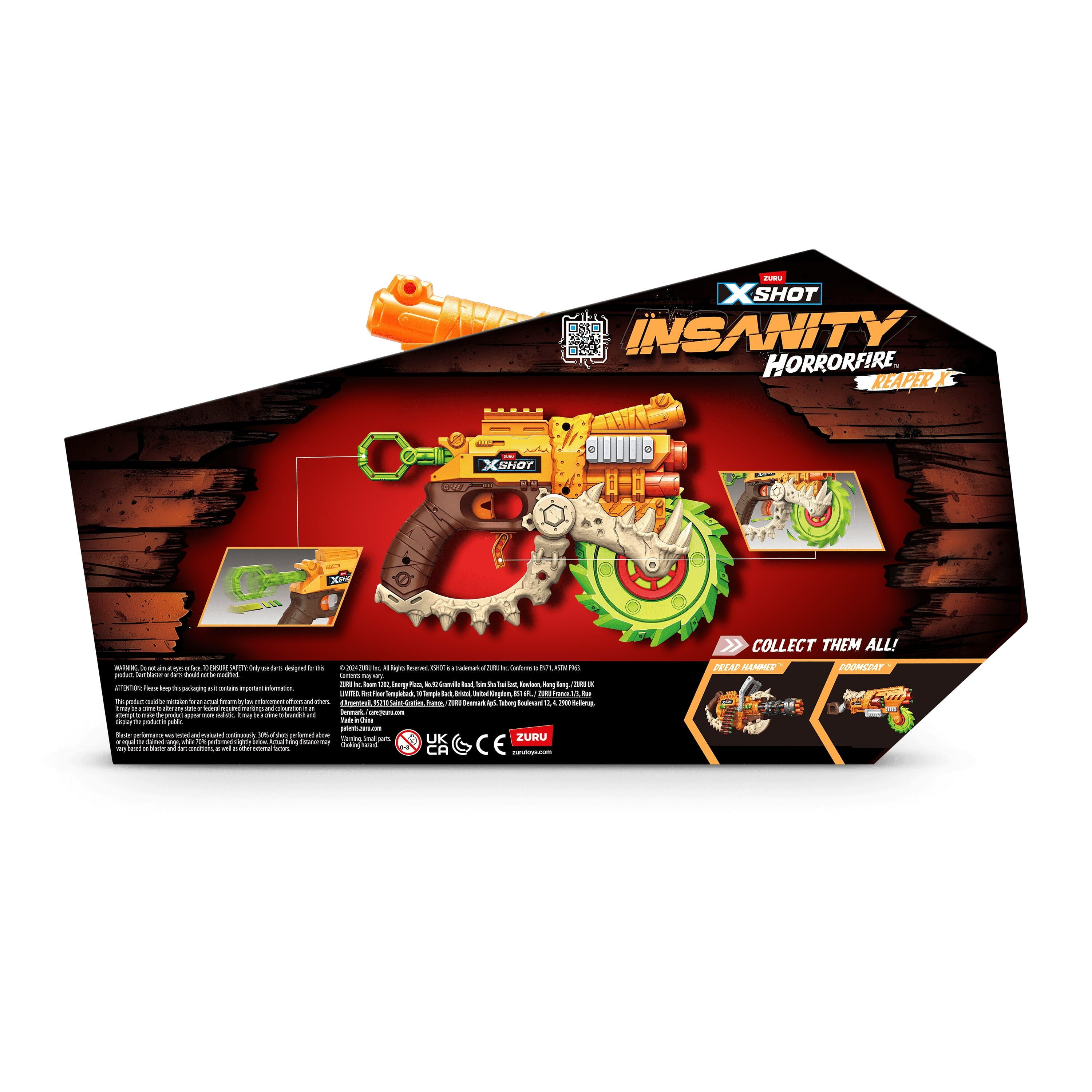 XSHOT Insanity HorrorFire Reaper X Outdoor Blaster with Spinning Saw Blade (8 Darts) j80lb