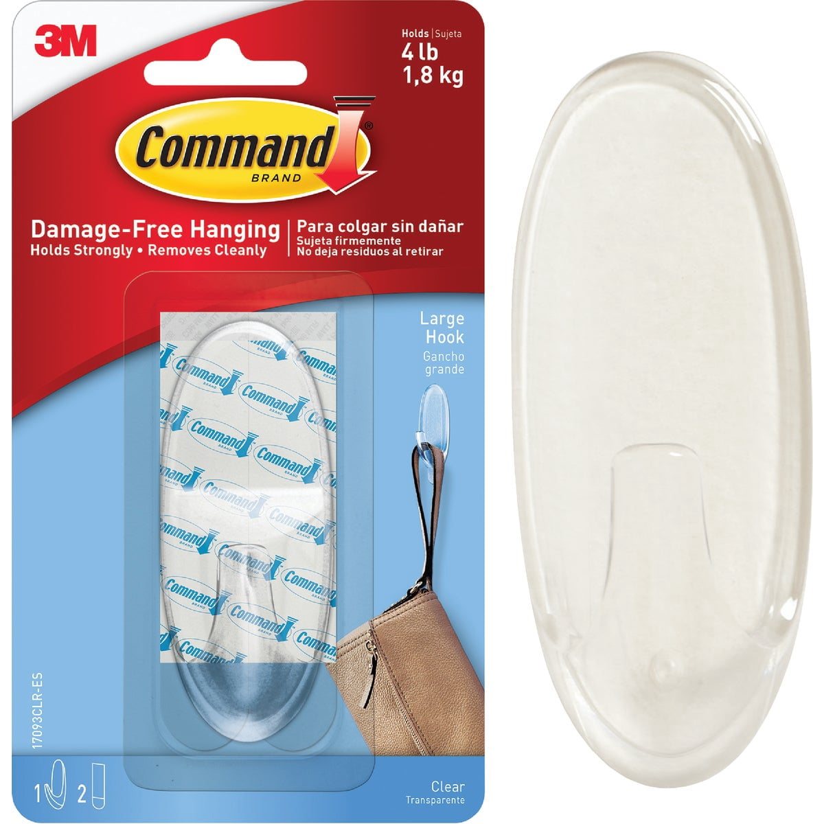 Command Large Heavy-Duty Outdoor Adhesive Hooks (Clear, 3 Pack) wlxiy