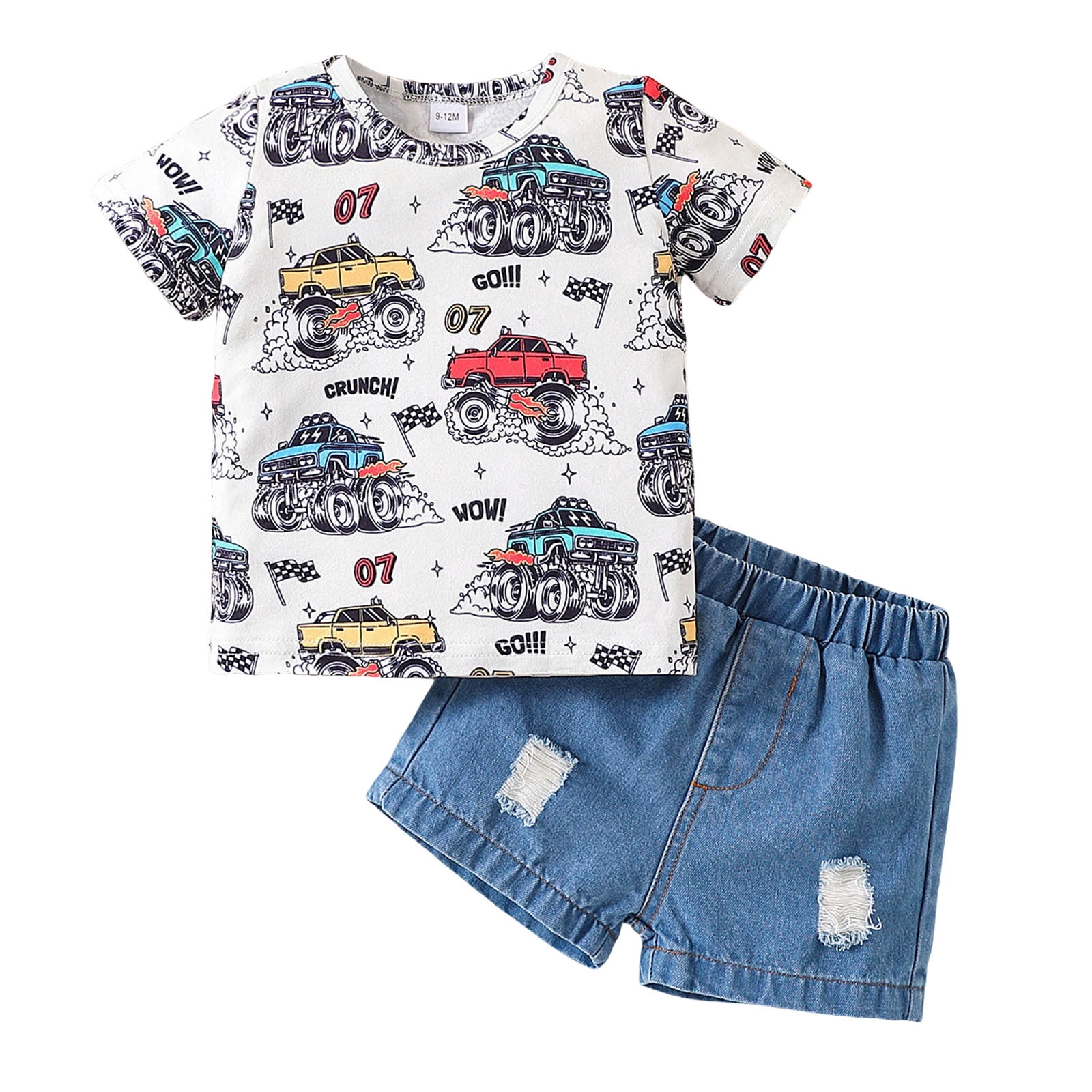 Ccpelsie Toddler Boys Summer Outfit Set Short Sleeve Top and Shorts (Red, 6-9 Months) fv6mq