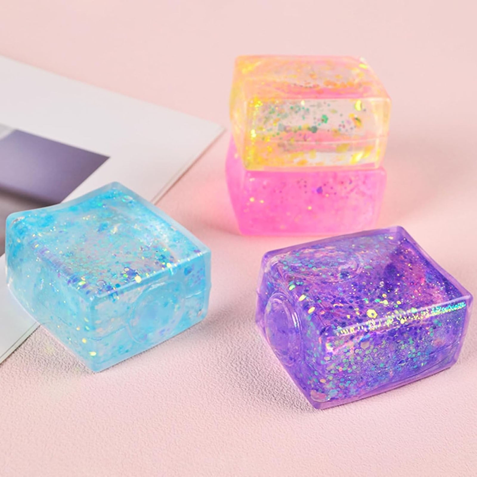 Ikohbadg Ice Cube Sensory Squeeze Toy for Stress Relief and Hand Exercise (Random Color, 1 Pack) z236r
