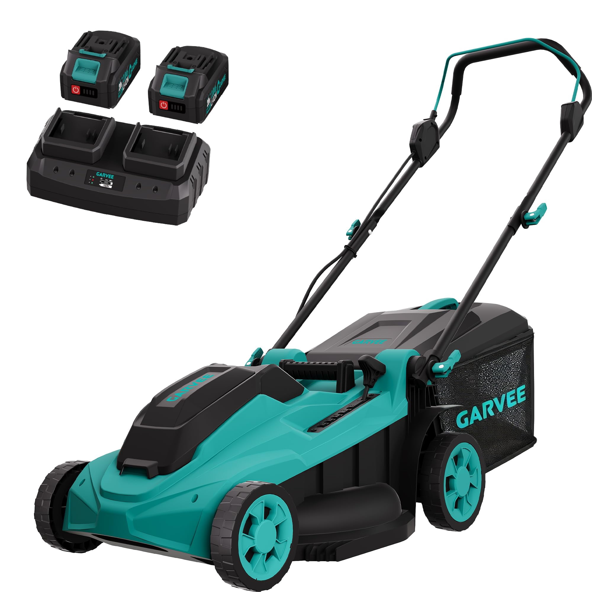 Generic 17 in Cordless Lawn Mower, Brushless Motor Electric Mower with 2 x 20V 4.0Ah Batteries, Bagging and Mulching (17 in) t5mmx