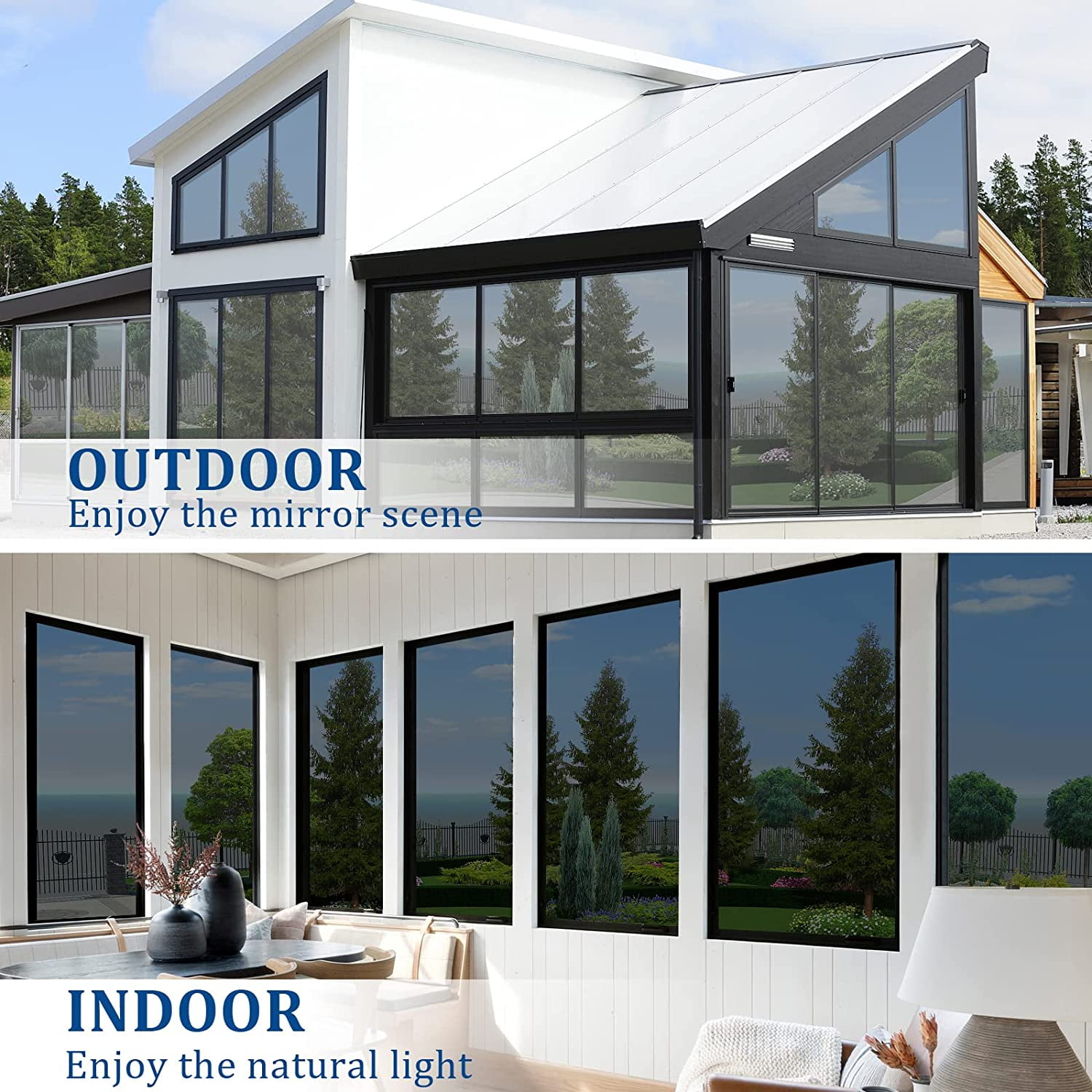 BSHAPPLUS One Way Window Film, Heat Control Privacy Tint for Home and Office (Silver, 23.6 in x 78.7 in) ou2gk