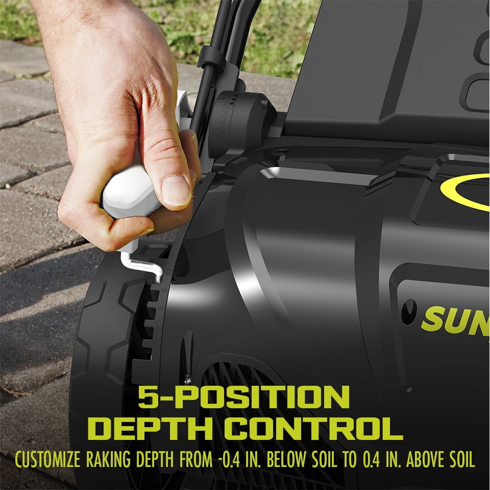 Sun Joe AJ805E Electric Lawn Dethatcher and Scarifier, 13-Amp Motor, 15-Inch Cutting Width (Green) kjv9c