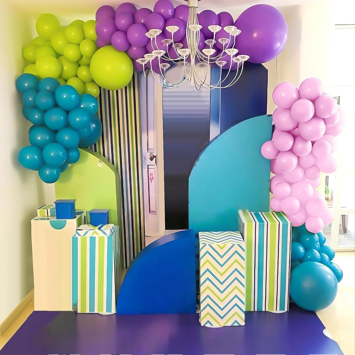 Party Decor Balloon Garland Kit, Carnival Circus Arch Set with Red Yellow Blue and Metallic Gold Balloons (111 Piece Set) 70szc