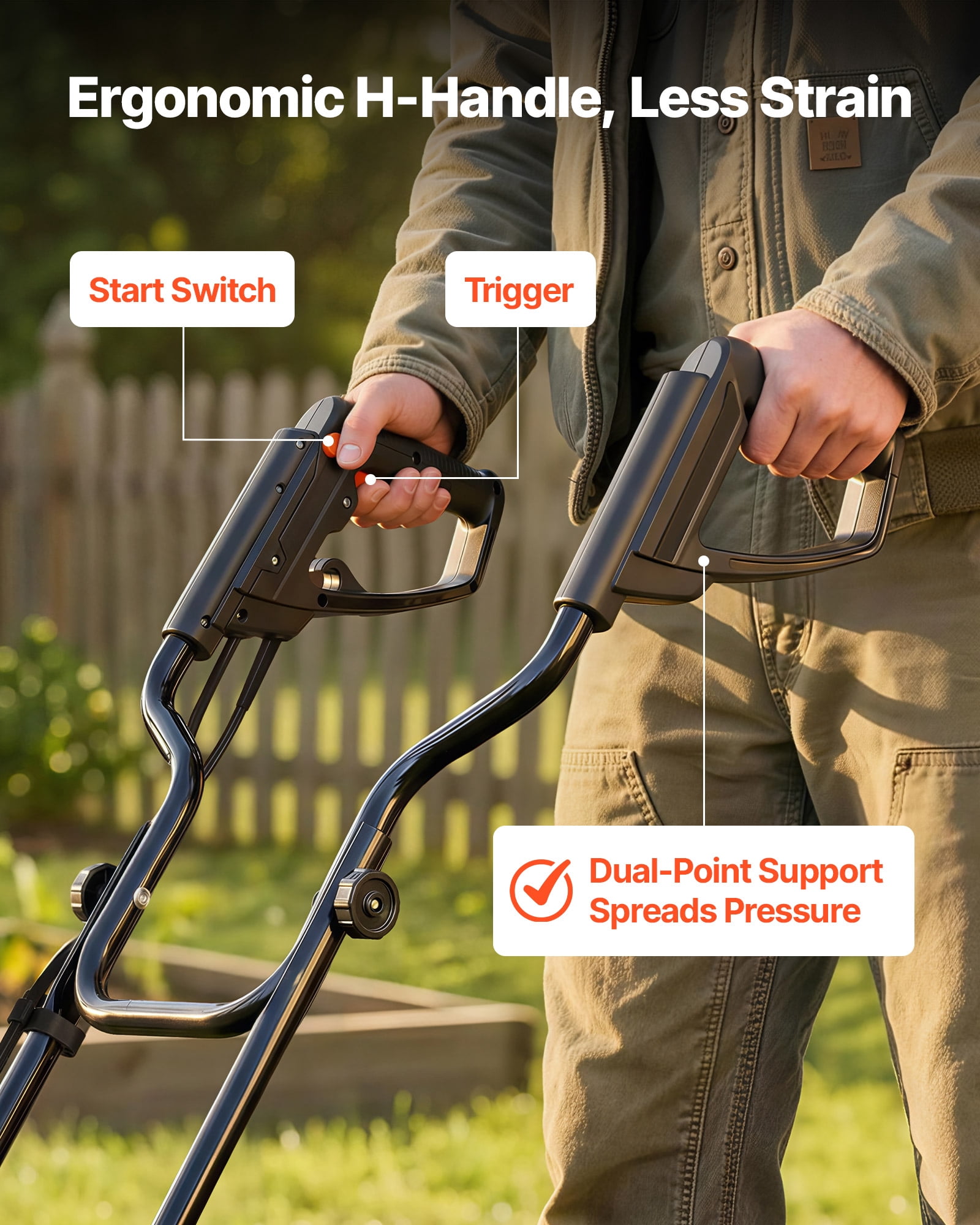 VEVOR Electric Tiller, 15-Amp Corded Garden Rototiller, 18 in Tilling Width with Heavy-Duty Steel Tines and Foldable Handle 9rf4x