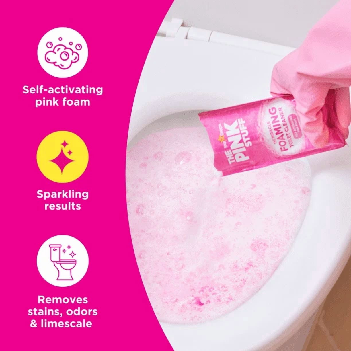 RUGED The Pink Stuff Foaming Toilet Cleaner, Heavy-Duty Stain Remover for Bathroom Maintenance (Pink, 10.5 oz) fa9x5