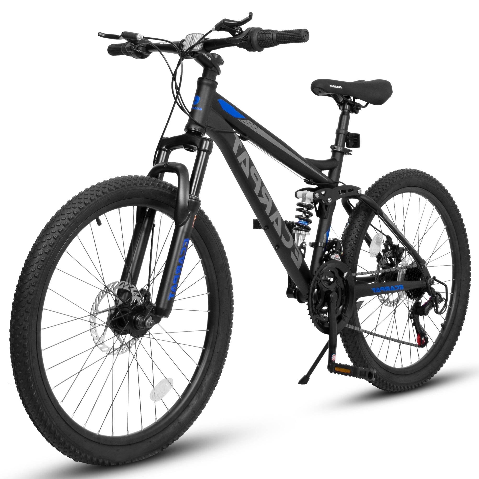 Historyli Go5H Mountain Bike, 21-Speed Full Suspension Bicycle with Dual Disc Brakes (Black, 24 in) 7cdpb