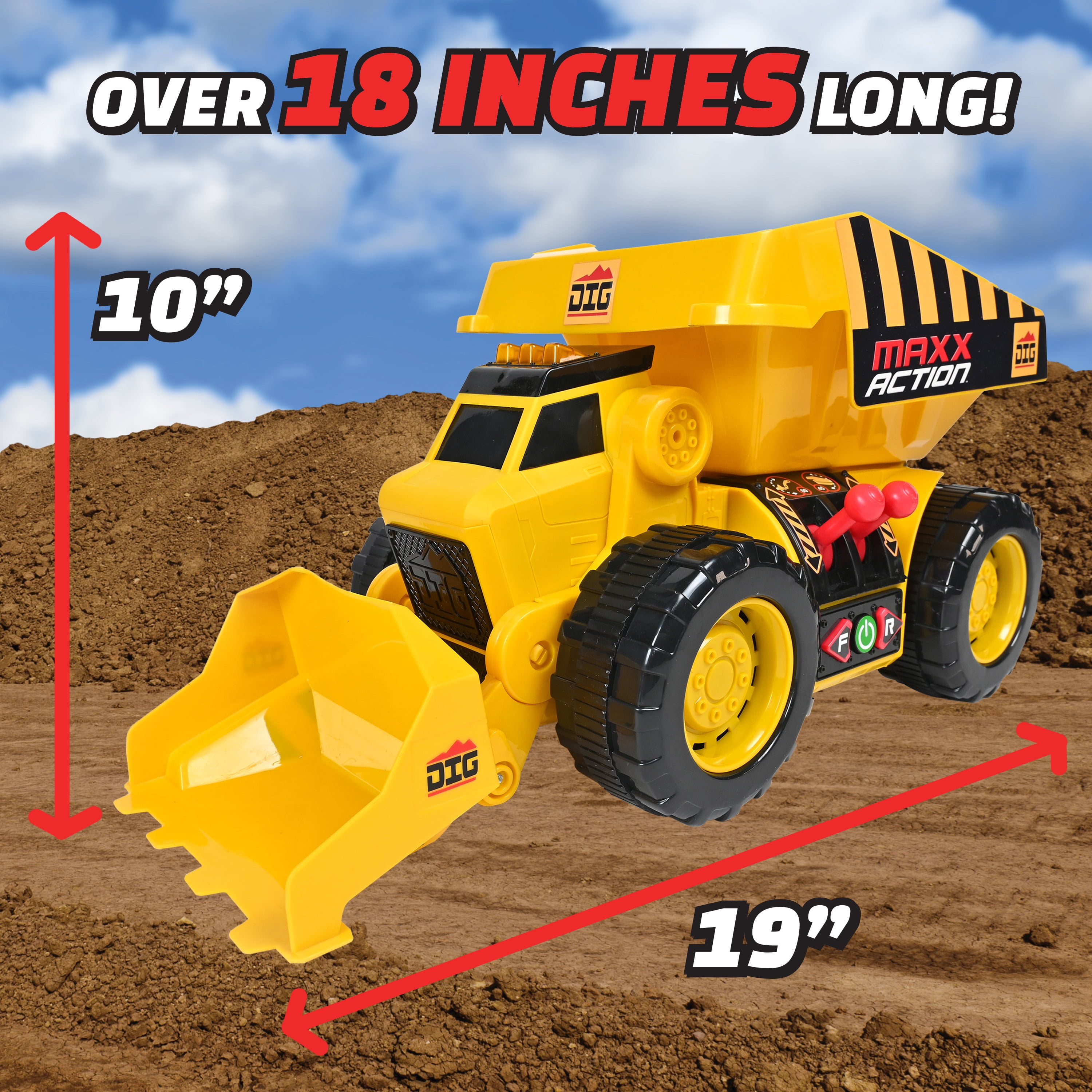 Maxx Action Motorized 2-in-1 Dig Rig Construction Truck with Lights and Sounds (18 in) ngemg