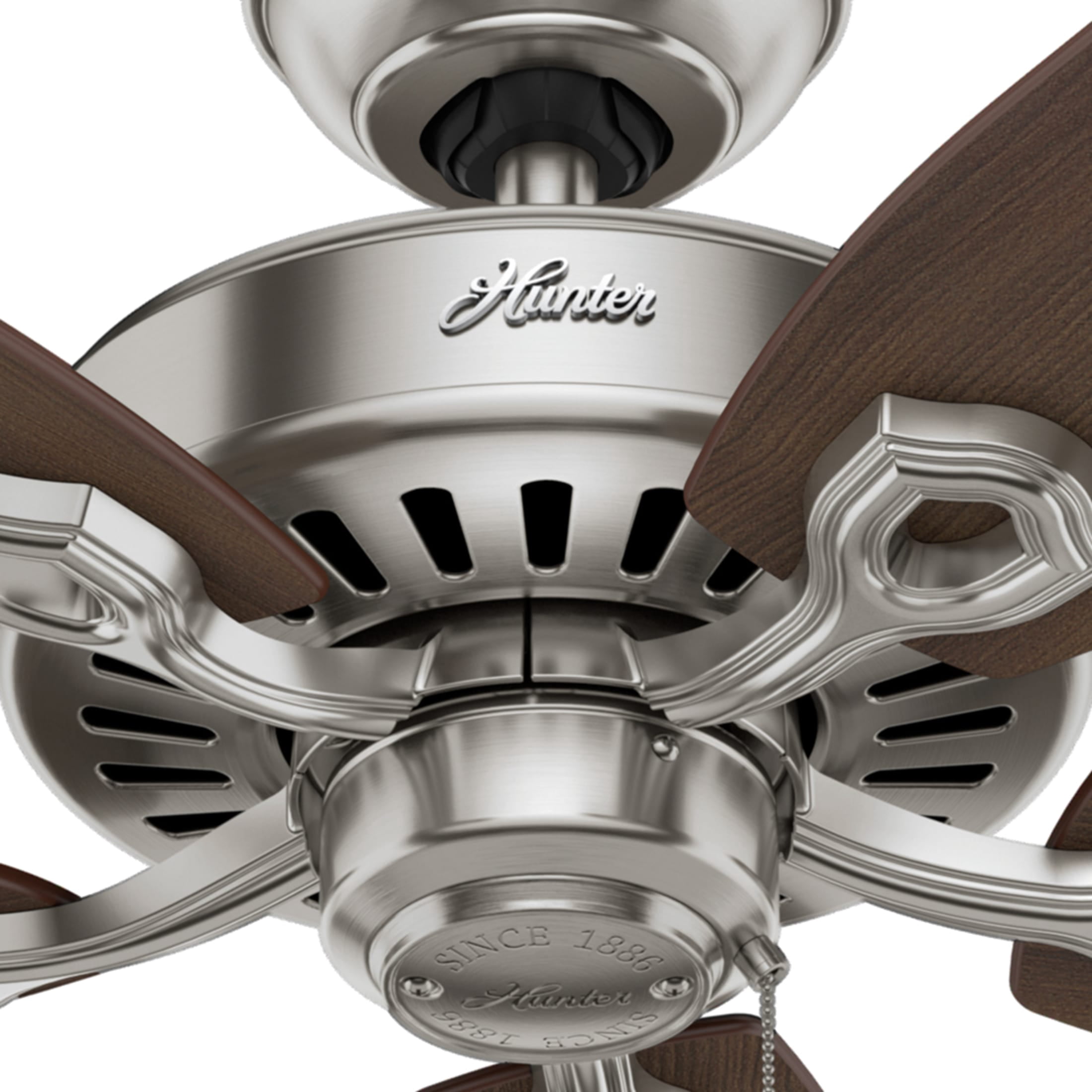 Hunter Builder Elite Indoor Ceiling Fan, 5-Blade Quiet Motor, Pull Chain Control (Brushed Nickel, 52 in) s0h1a