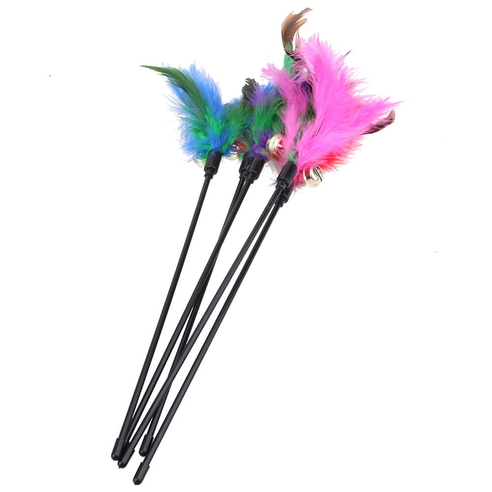 Diamondo Cat Kitten Interactive Teaser Wand Toy with Turkey Feathers (5 Pack) wwyu6