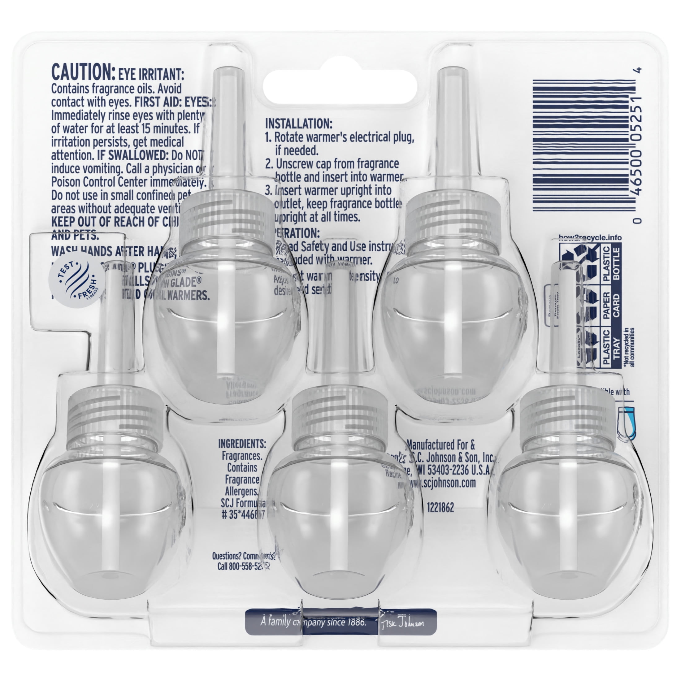 Glade PlugIns Scented Oil Air Freshener Refills, Jasmine & Honeysuckle, Long-Lasting Floral Fragrance (5 Pack, 0.67 fl oz Each) 3wtv5