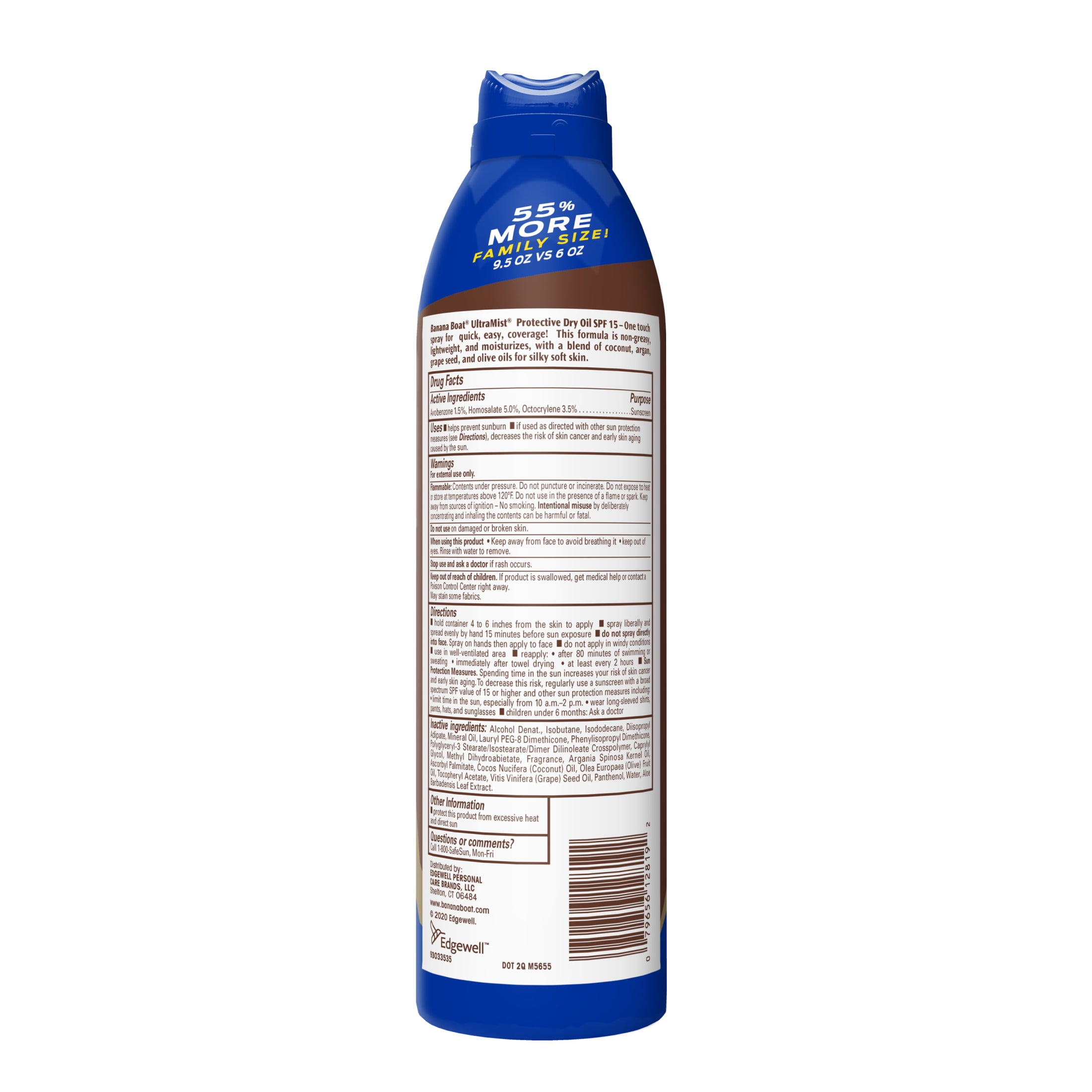 Banana Boat Dry Oil Sunscreen Spray, Broad Spectrum SPF 15, Lightweight & Water Resistant (9.5 oz) ocdw6