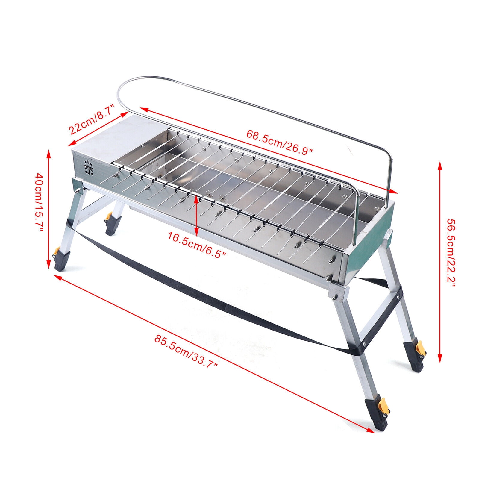 KONKENIE Foldable Electric BBQ Grill Stainless Steel Portable Outdoor Camping Barbecue Machine (Silver, 27 in x 9.5 in x 4.7 in) y1jlm