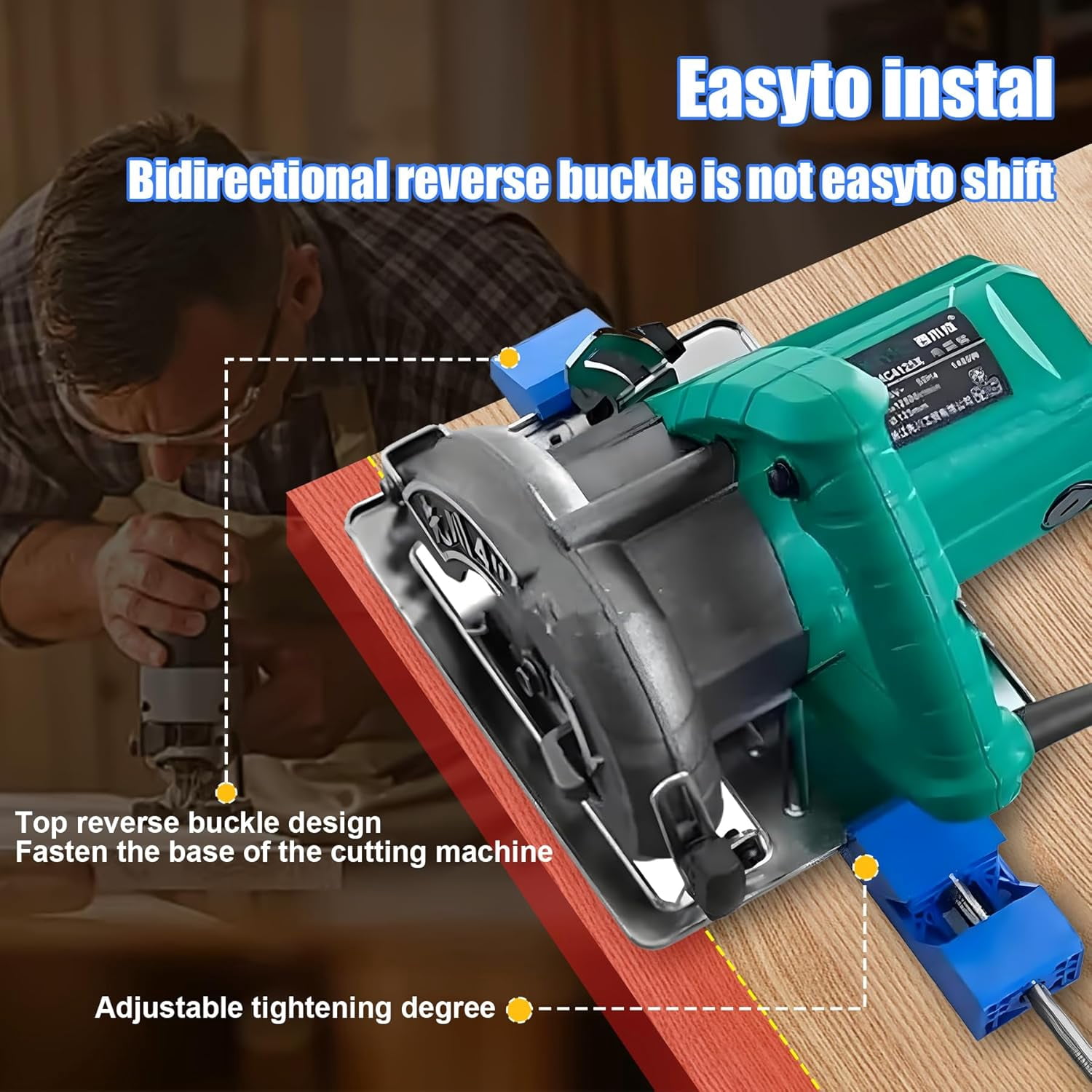 Isasaka Adjustable Circular Saw Cutting Guide with Precision Milling Clamp (Blue, 4-6 in) d18mm
