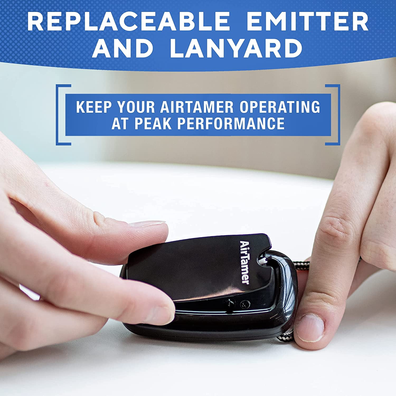 AirTamer A315 Rechargeable Personal Air Purifier, Portable Wearable Ionic Air Cleaner (Black, 1 Unit) kqo5s