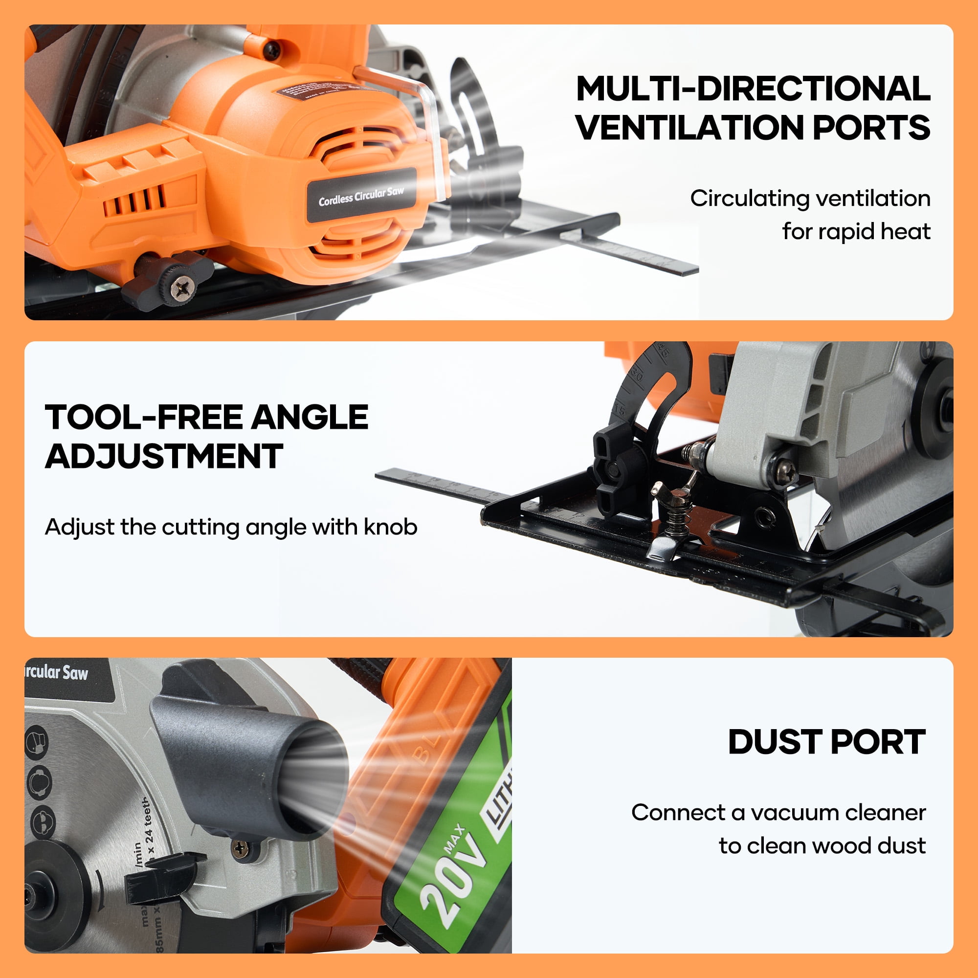 GASKY 20V Cordless Circular Saw, Brushless Power Tool for Wood Cutting with 4.0Ah Battery (Black, 7-1/4 in) qposg