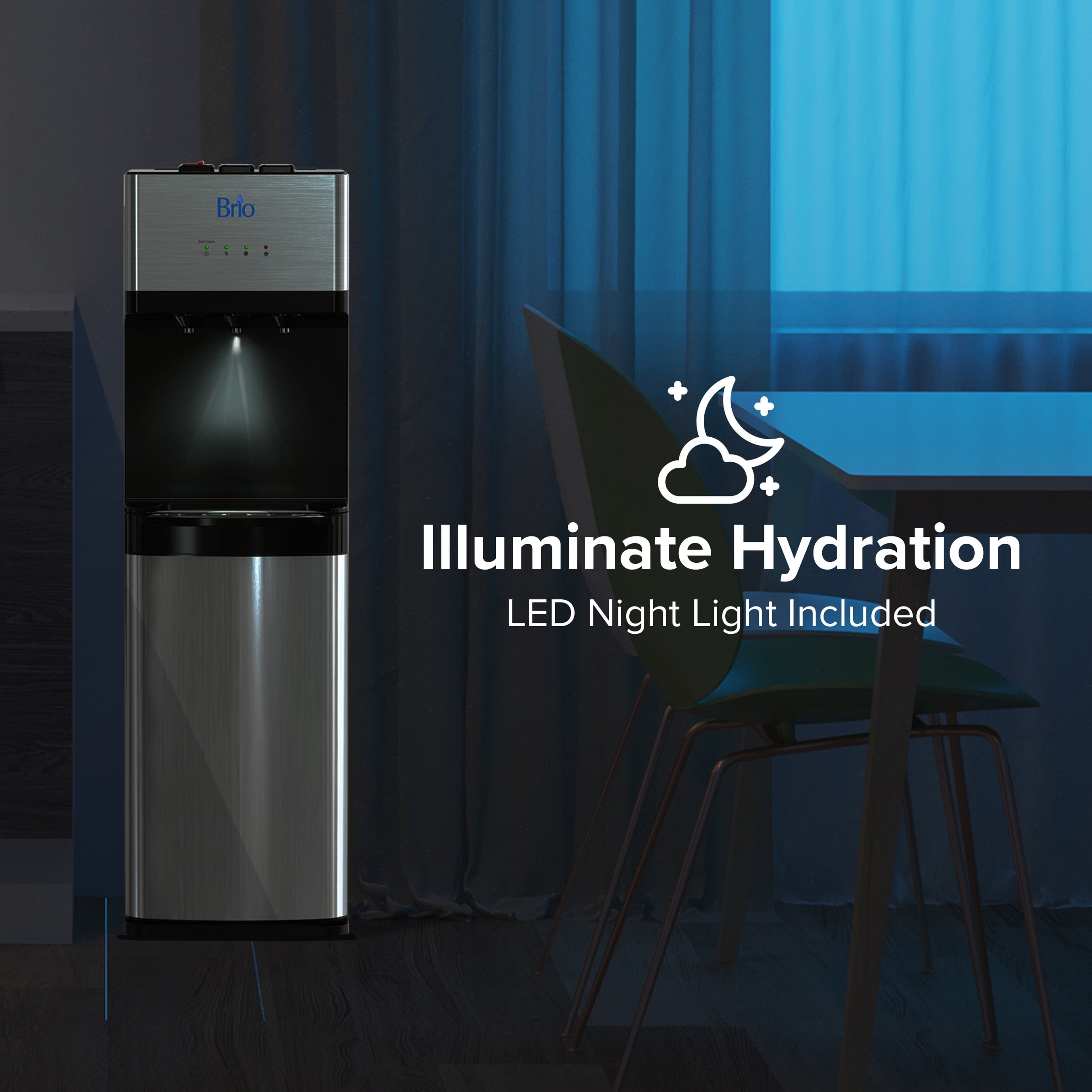 Brio 500 Series Water Cooler Dispenser with Multi-Stage Filtration (Silver) pbvqb