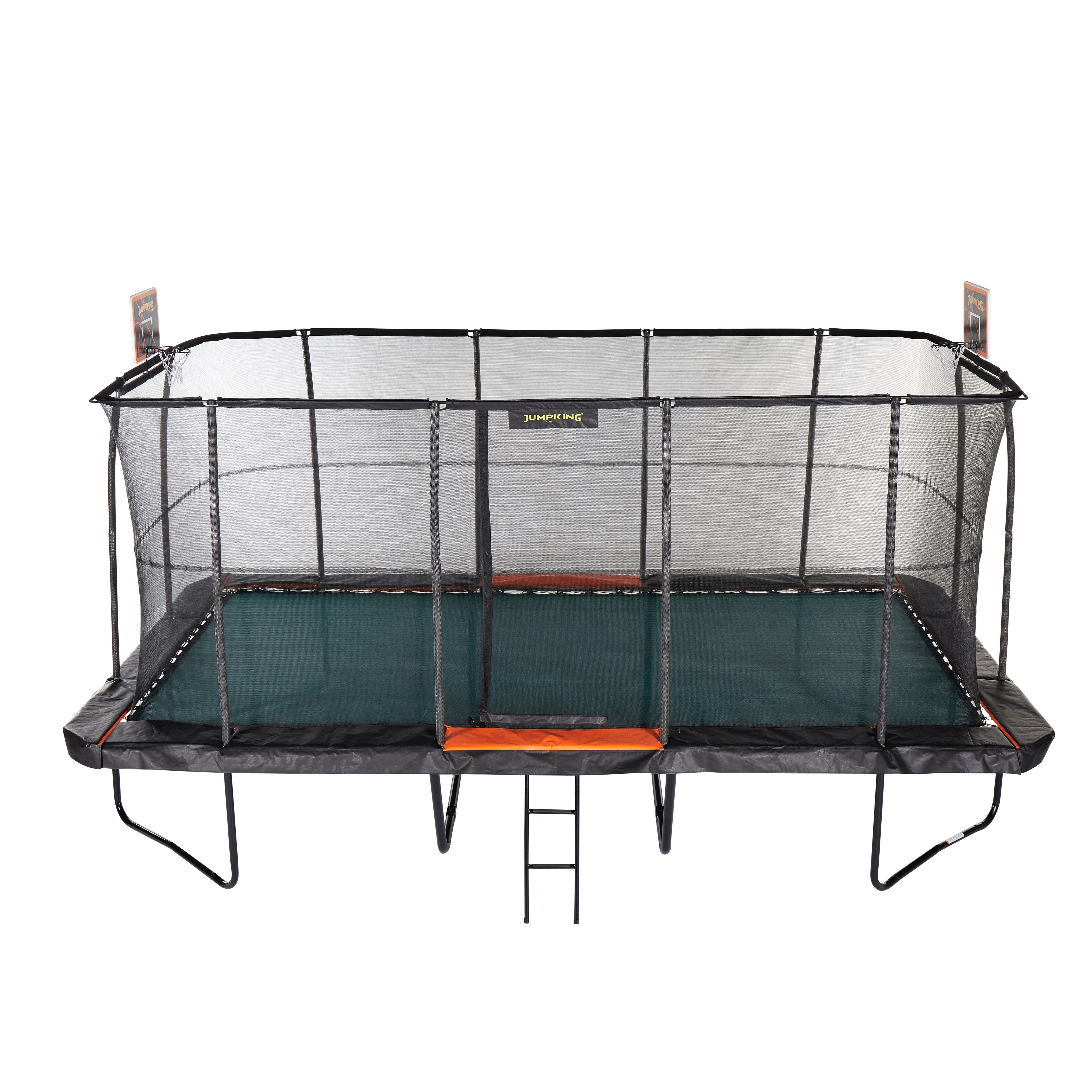 JumpKing 10 ft x 18 ft Rectangular Trampoline with 2 Basketball Hoops and Ladder (Black, 10 ft x 18 ft) cjfhf