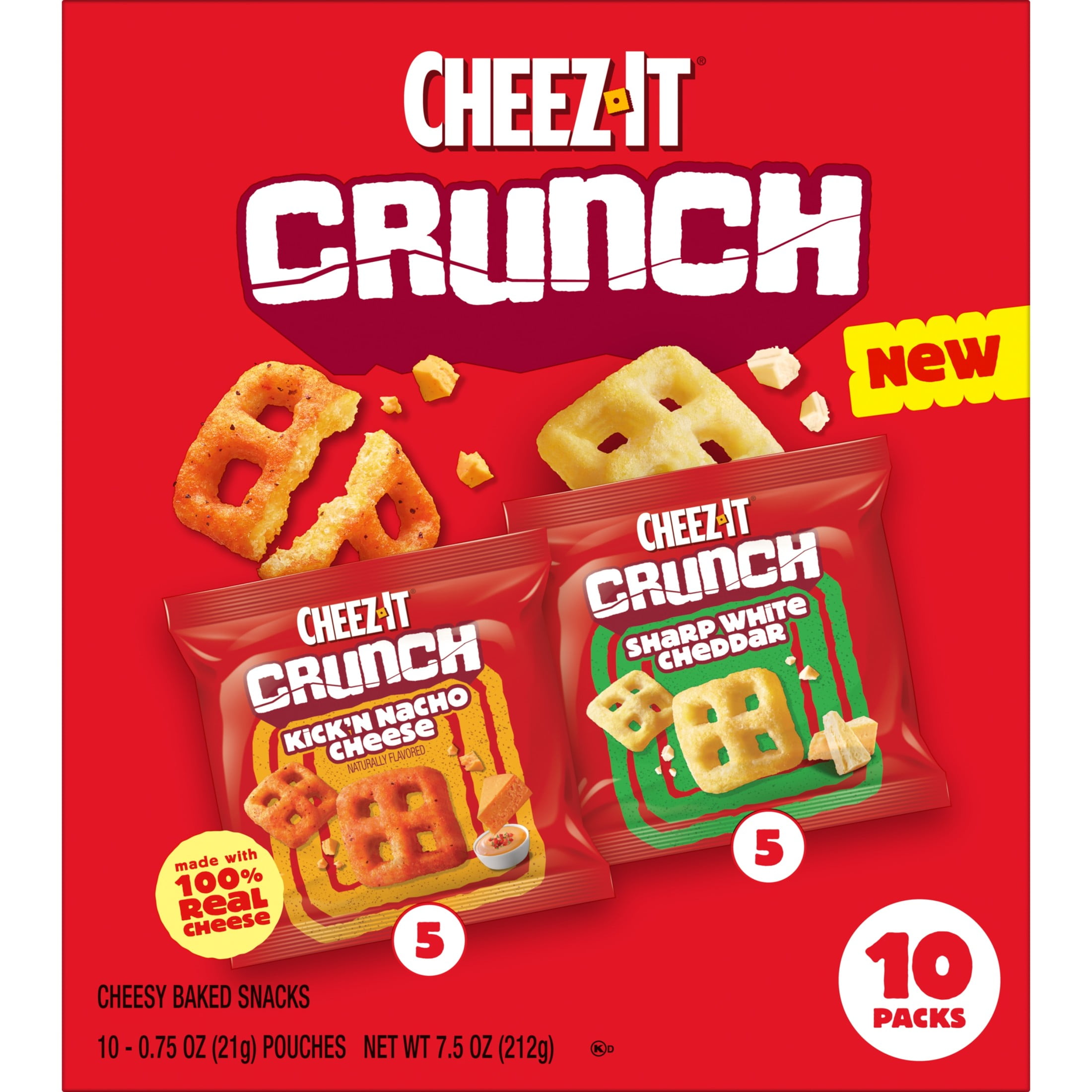 Cheez-It Crunch Variety Pack Baked Cheese Snacks (10 Count, 7.5 oz) ysjel