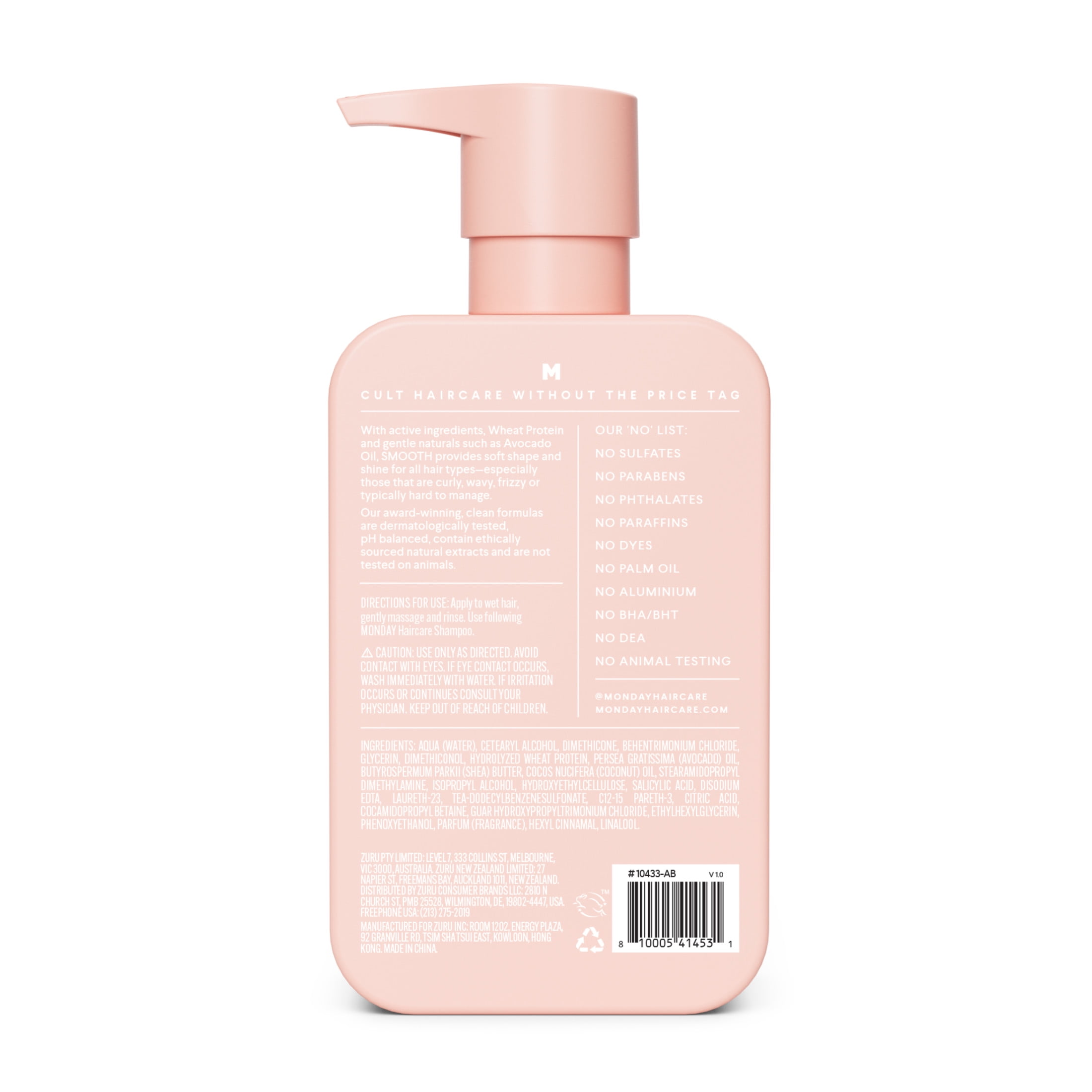 MONDAY Haircare SMOOTH Conditioner for Frizz-Prone Hair with Wheat Protein, Coconut Oil & Avocado Oil (11.97 fl oz) inc82