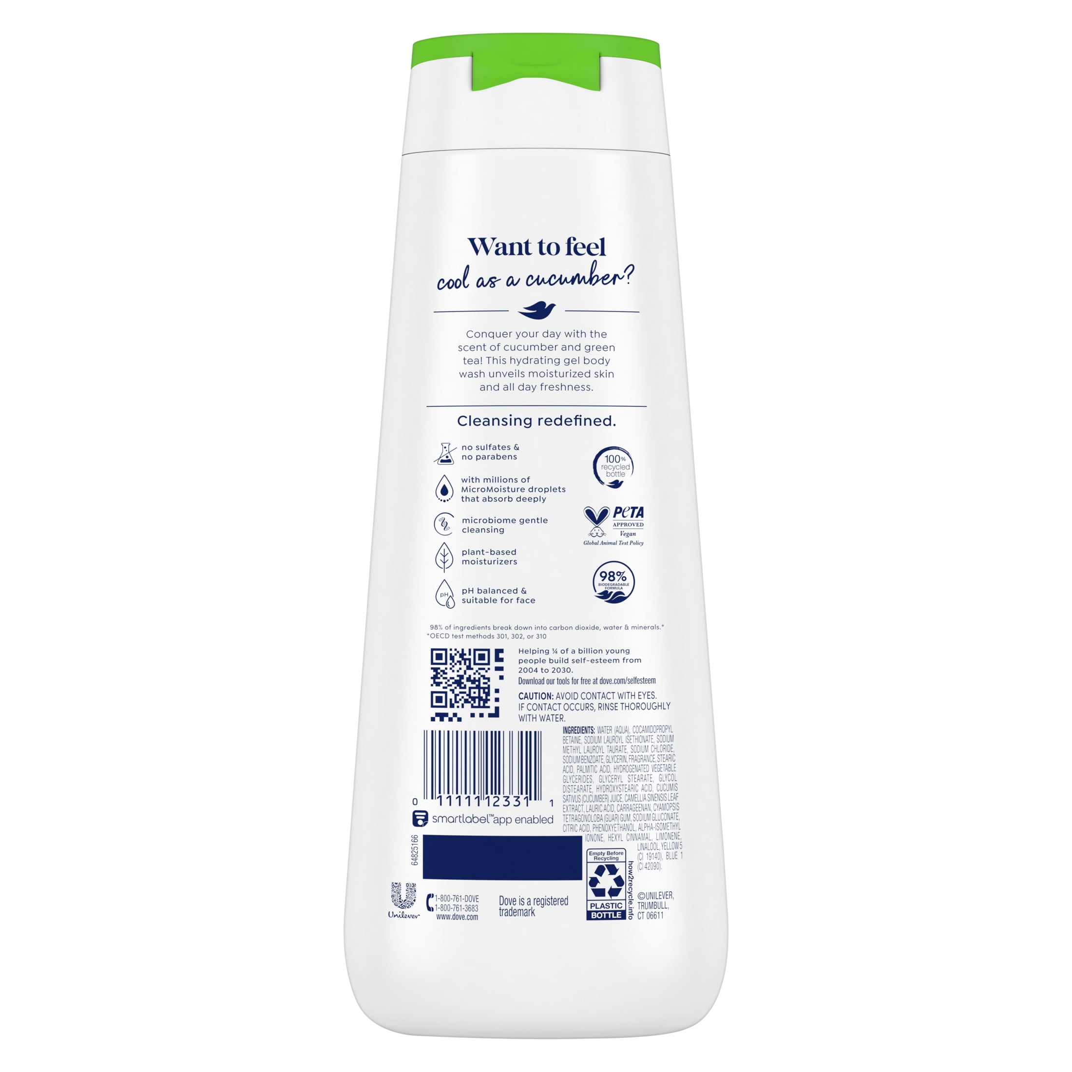 Dove Refreshing Cucumber and Green Tea Body Wash Moisturizing Skin Cleanser (Green, 3 Pack of 20 oz) qqjio