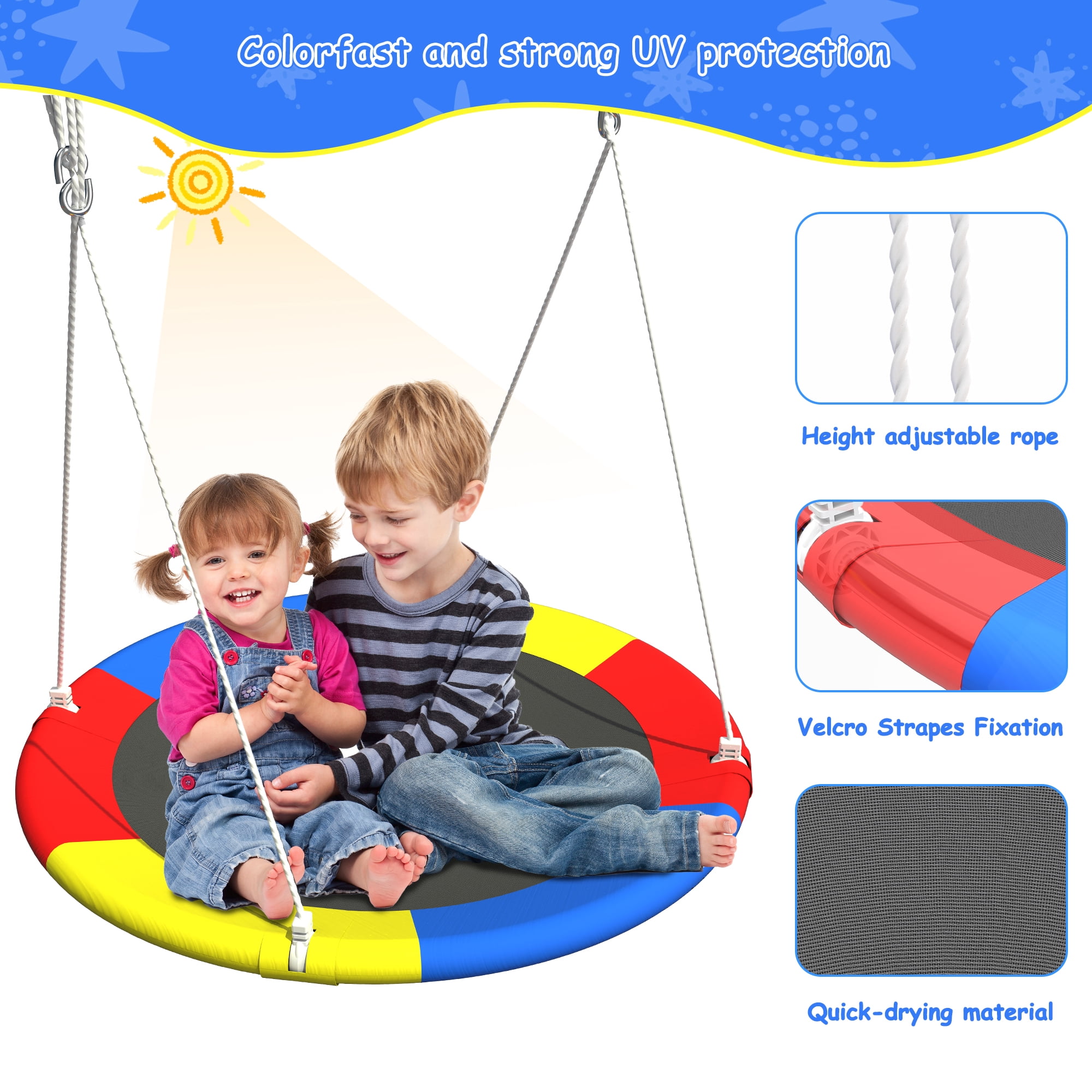 Mersco 2-in-1 Outdoor Swing Set with Heavy-Duty Metal Stand (Blue, 440 lb Capacity) ur5kq