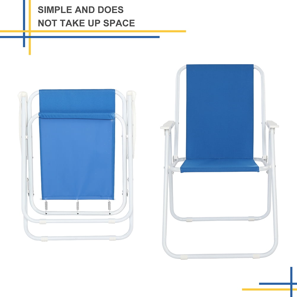 Canddidliike Folding Beach Chair, Portable Outdoor Camping Seat with Oxford Cloth and Iron Frame (Blue) irbut